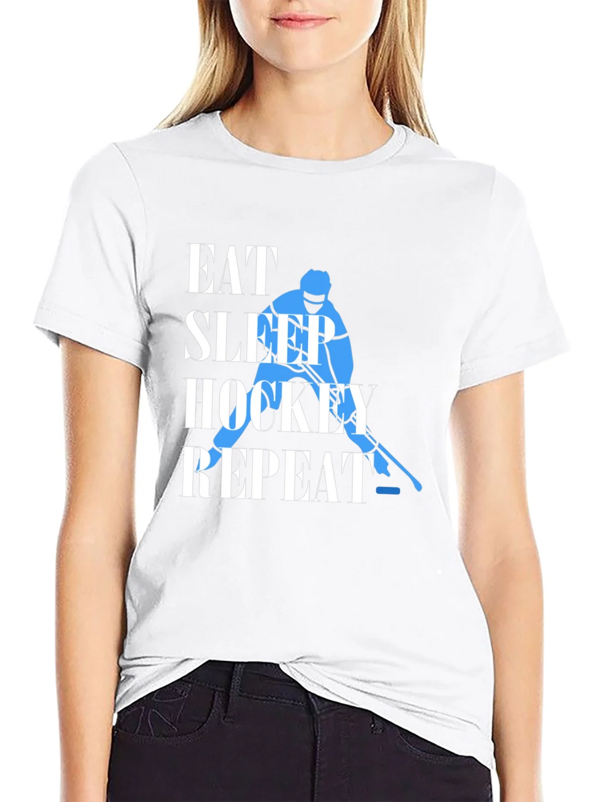 Eat Sleep Hockey Repeat Graphic Tee product image 8