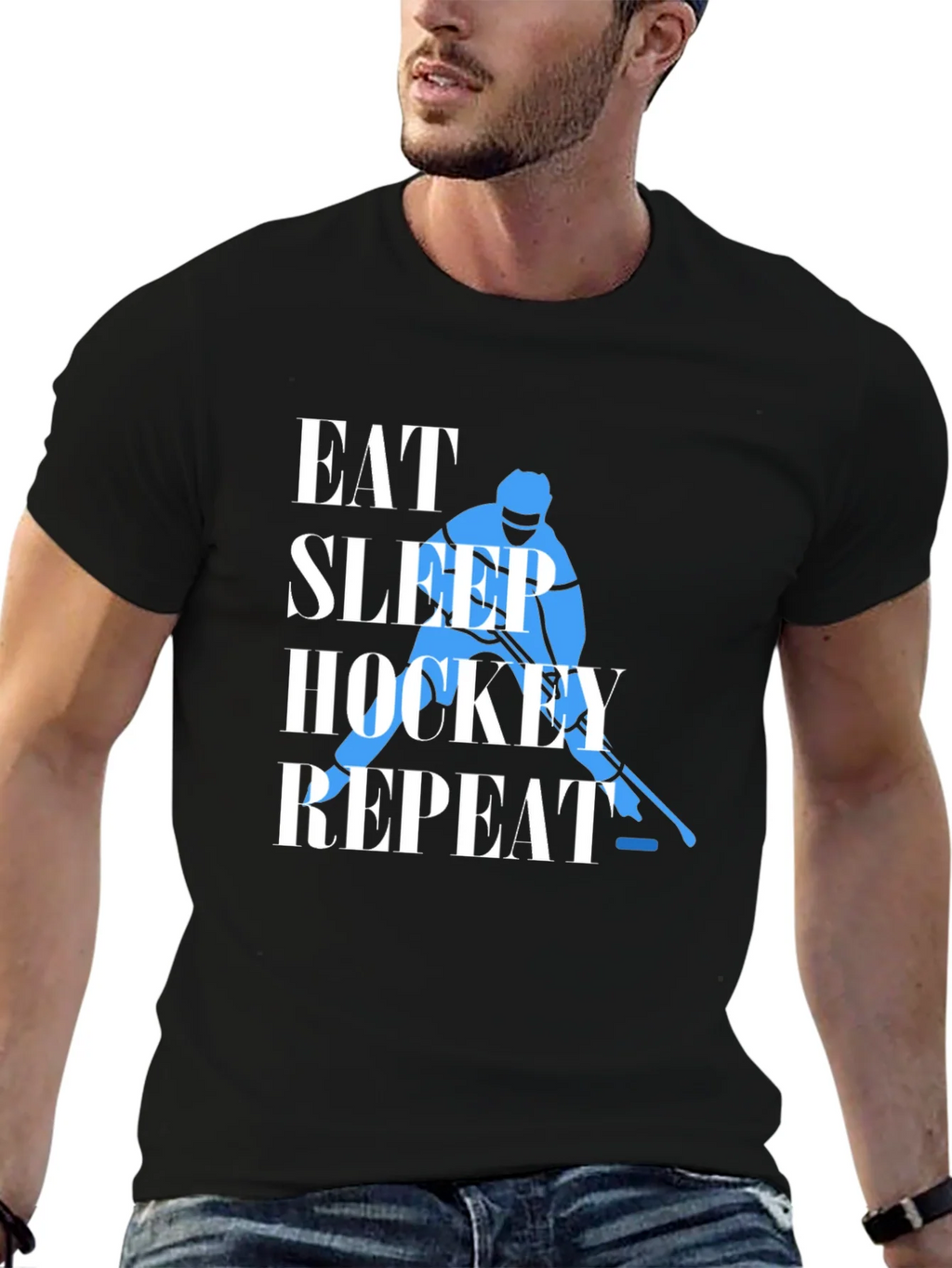 Eat Sleep Hockey Repeat Graphic Tee product image 6