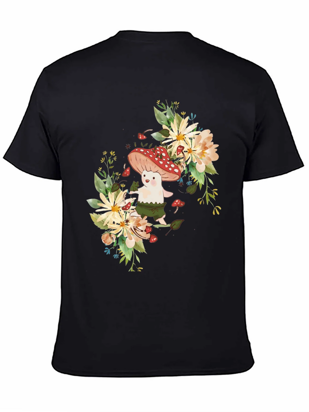 Mushroom & Floral Graphic Black Tee product image 4