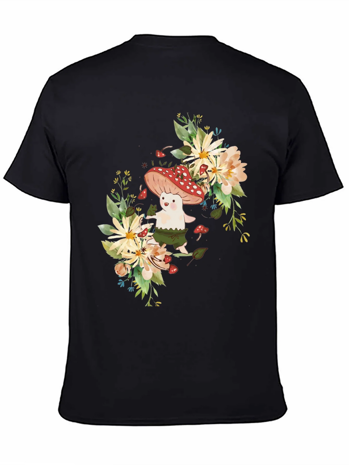 Mushroom & Floral Graphic Black Tee product image 4