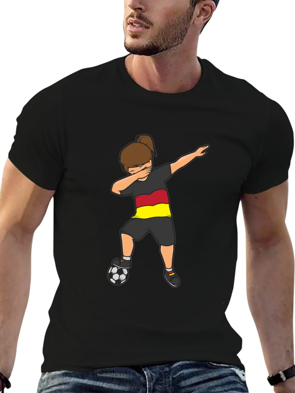 Germany Soccer Dabbing Girl Black T-Shirt product image 6