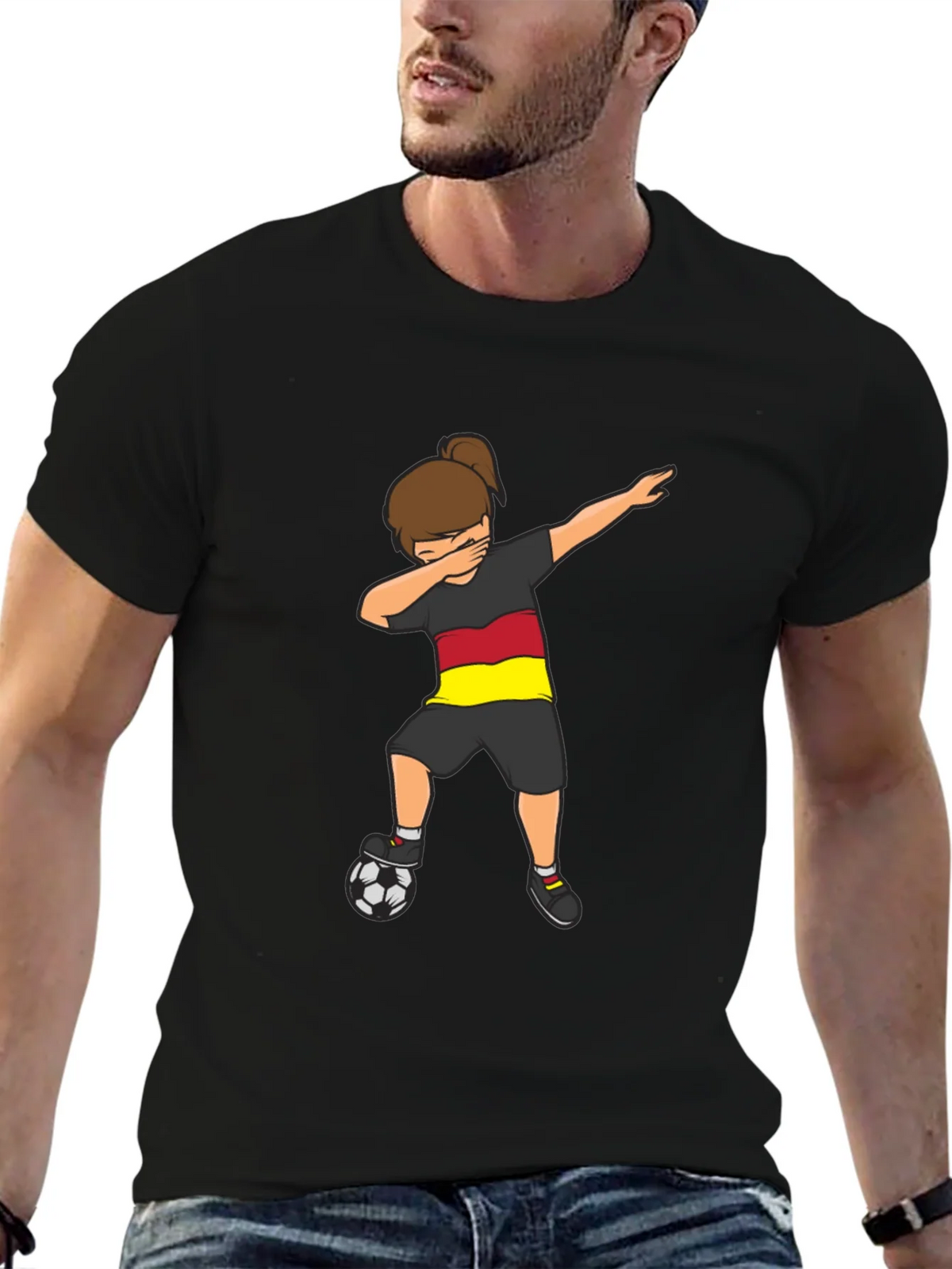 Germany Soccer Dabbing Girl Black T-Shirt product image 6