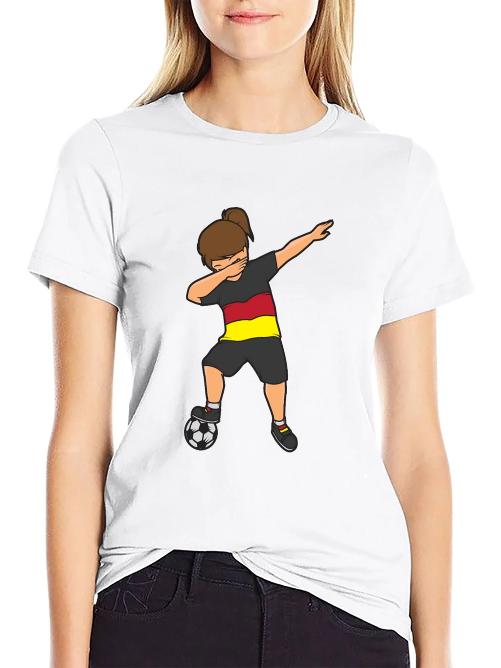 Germany Soccer Dabbing Girl Black T-Shirt product image 8