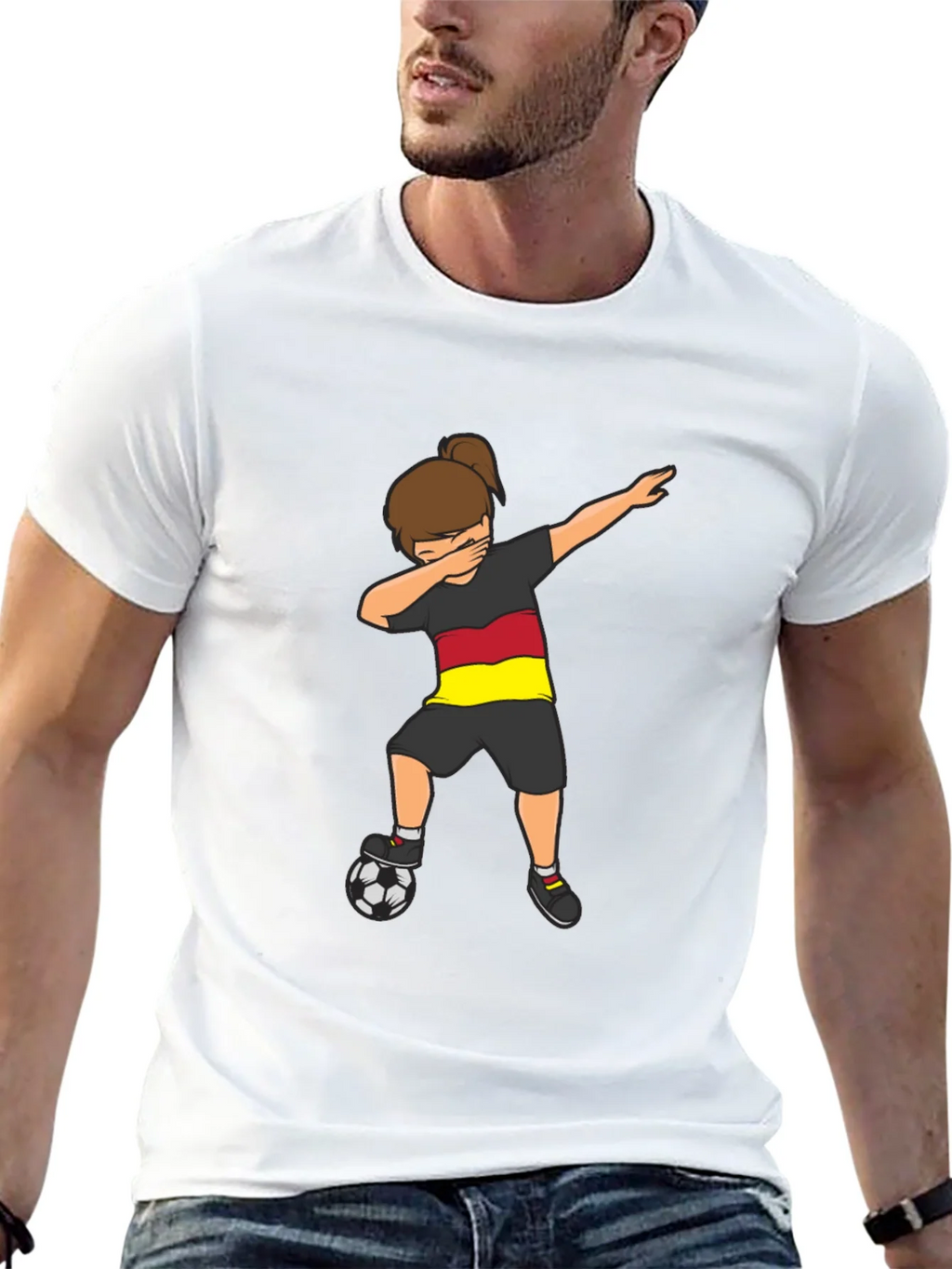 Germany Soccer Dabbing Girl Black T-Shirt product image 12