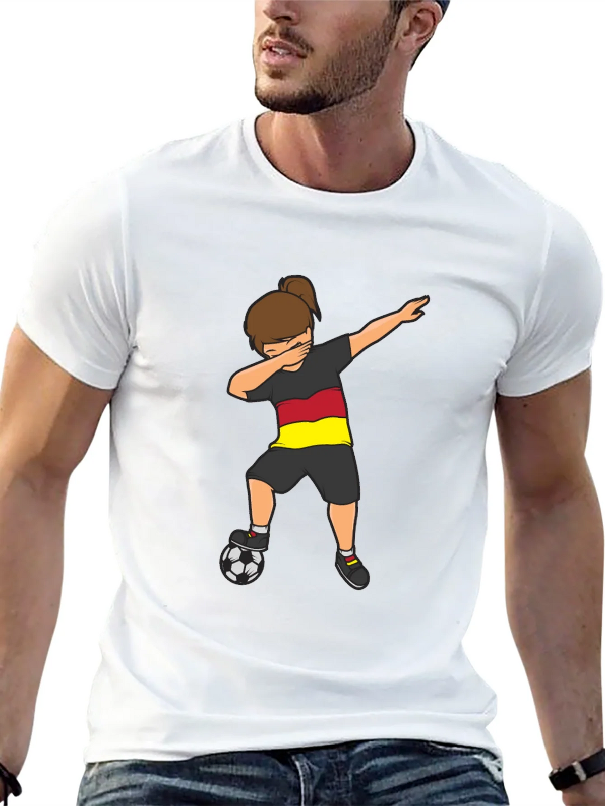 Germany Soccer Dabbing Girl Black T-Shirt product image 12