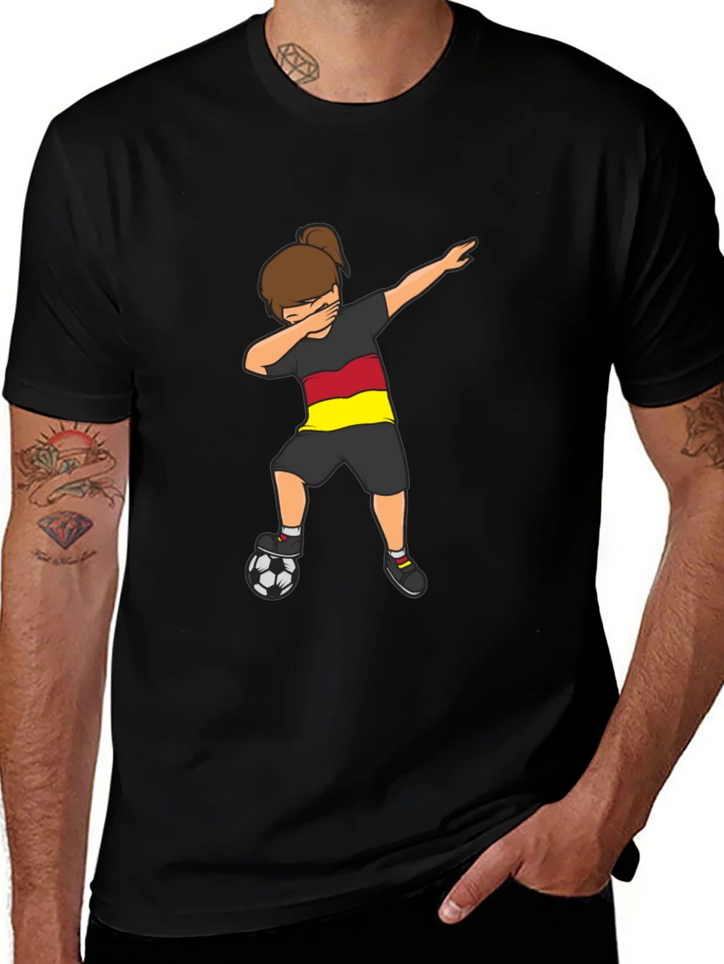Germany Soccer Dabbing Girl Black T-Shirt product image 1