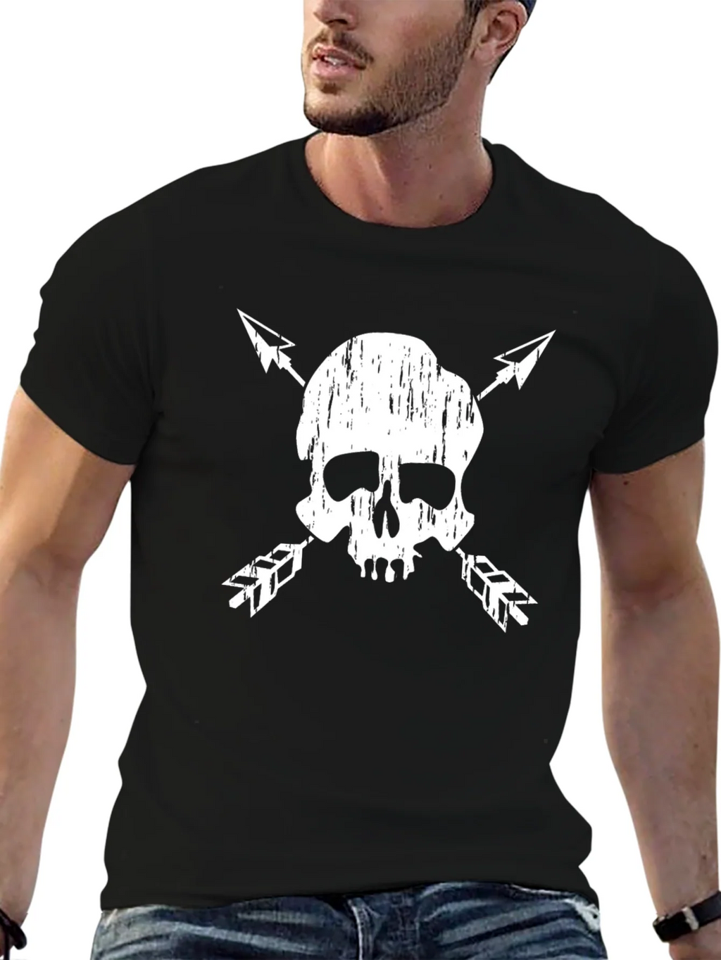 Skull & Arrow Graphic Tee - Black Cotton Blend product image 6