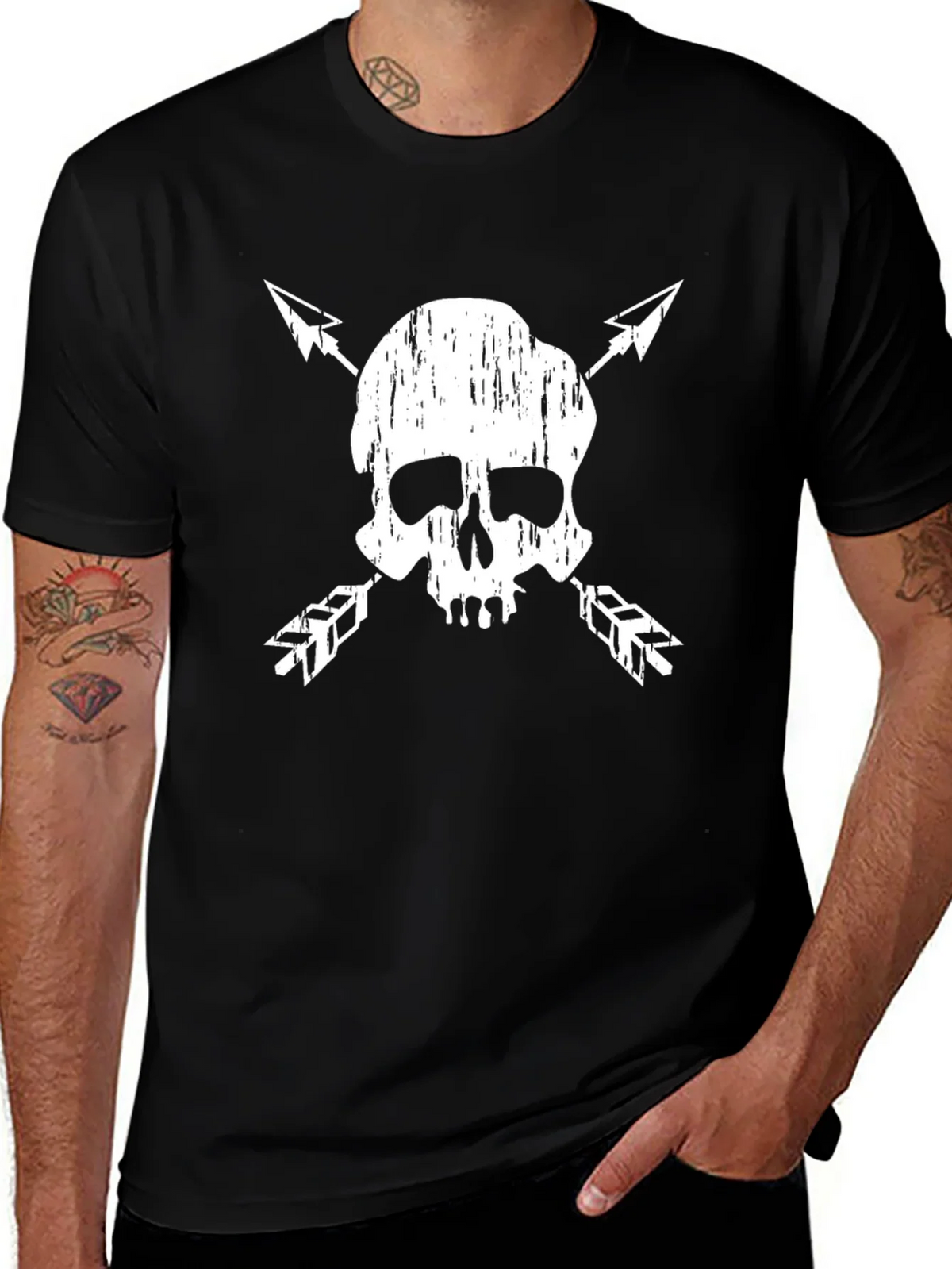 Skull & Arrow Graphic Tee - Black Cotton Blend product image 1