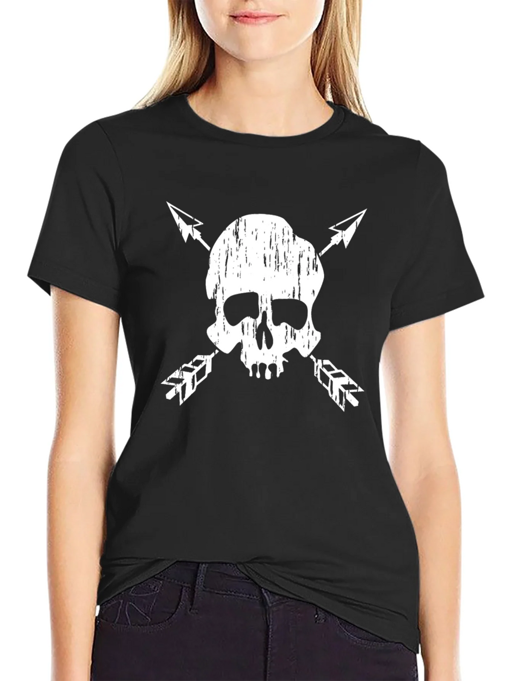Skull & Arrow Graphic Tee - Black Cotton Blend product image 2
