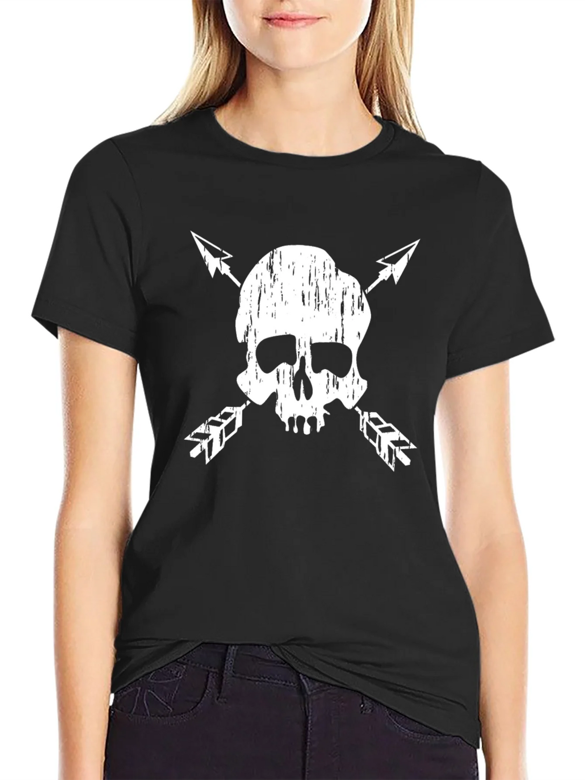 Skull & Arrow Graphic Tee - Black Cotton Blend product image 2