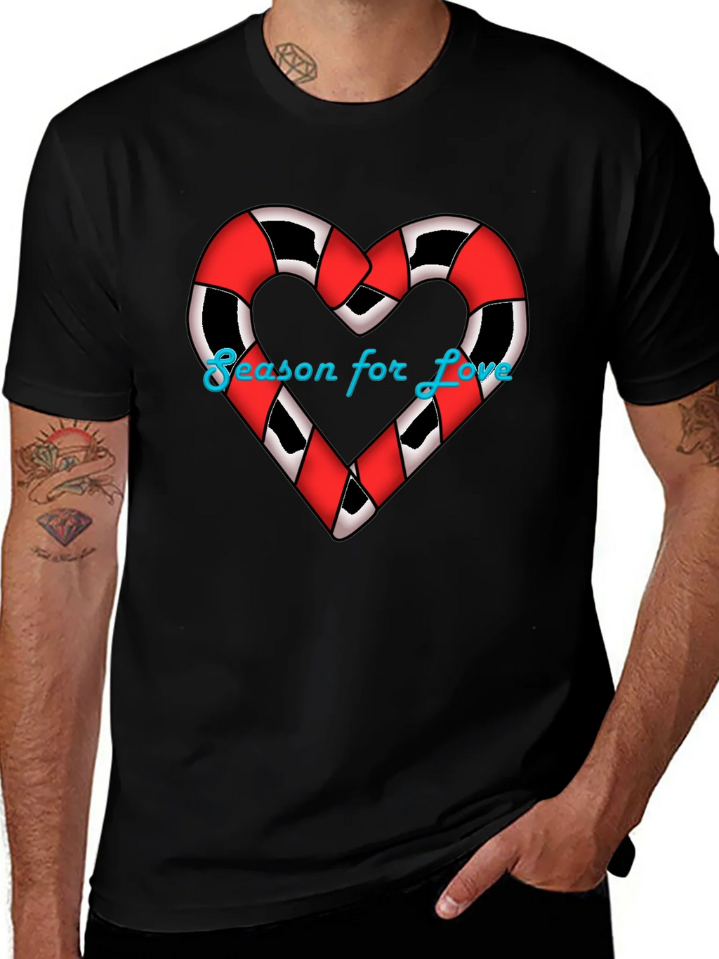 Season for Love T-Shirt Heart Candy Cane Graphic Tee product image 1