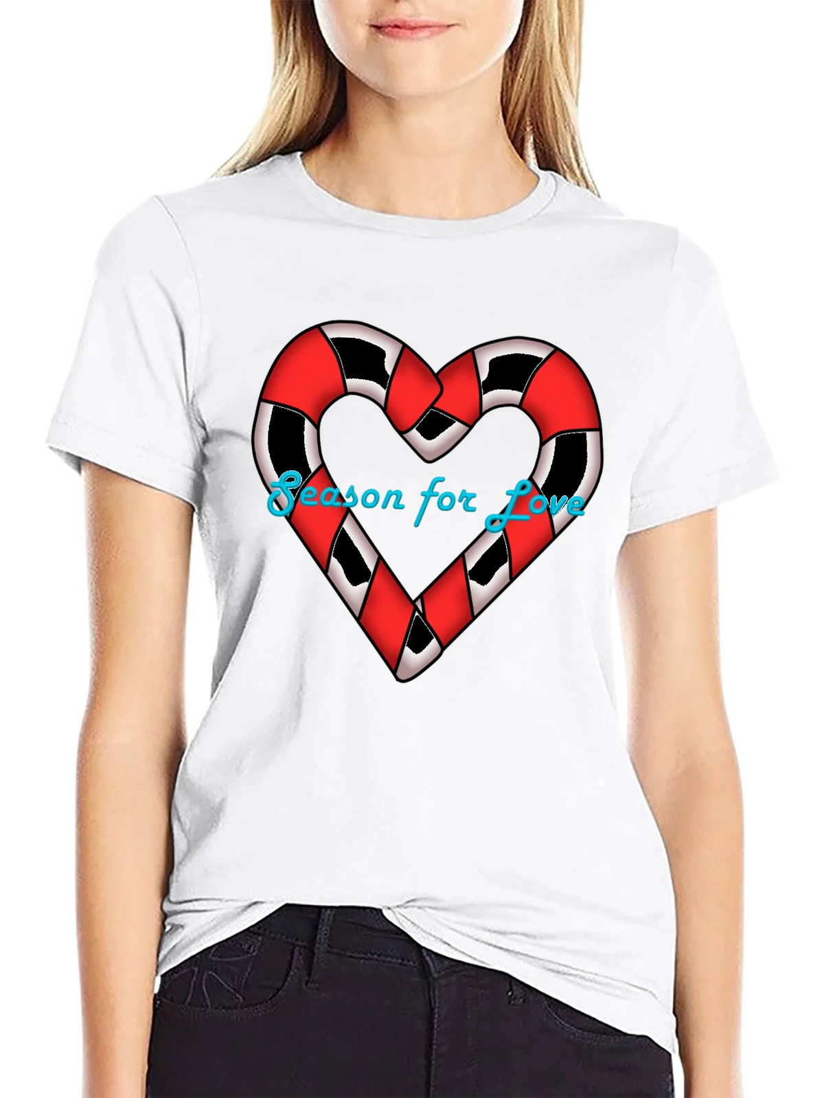 Season for Love T-Shirt Heart Candy Cane Graphic Tee product image 8