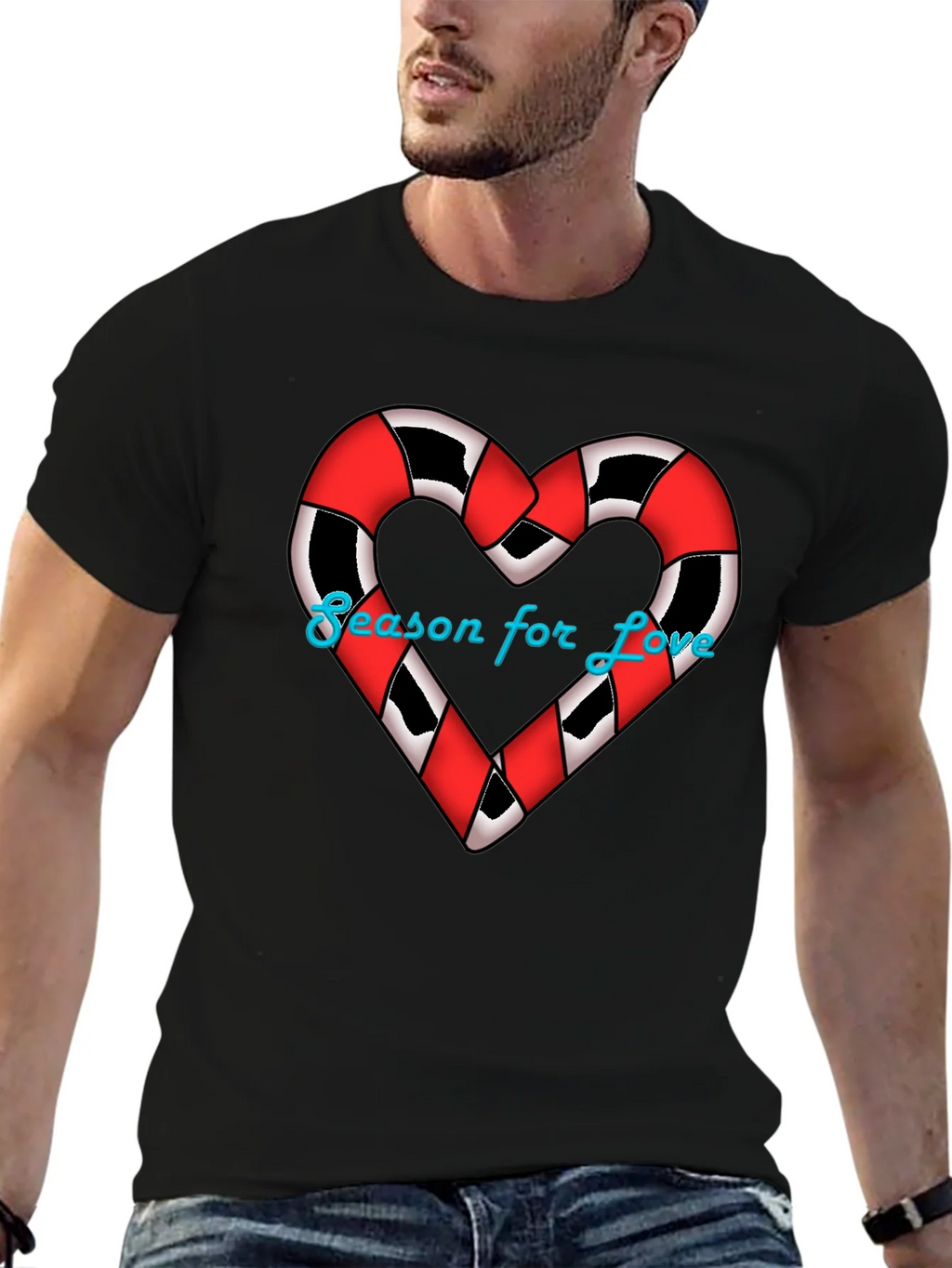 Season for Love T-Shirt Heart Candy Cane Graphic Tee product image 6