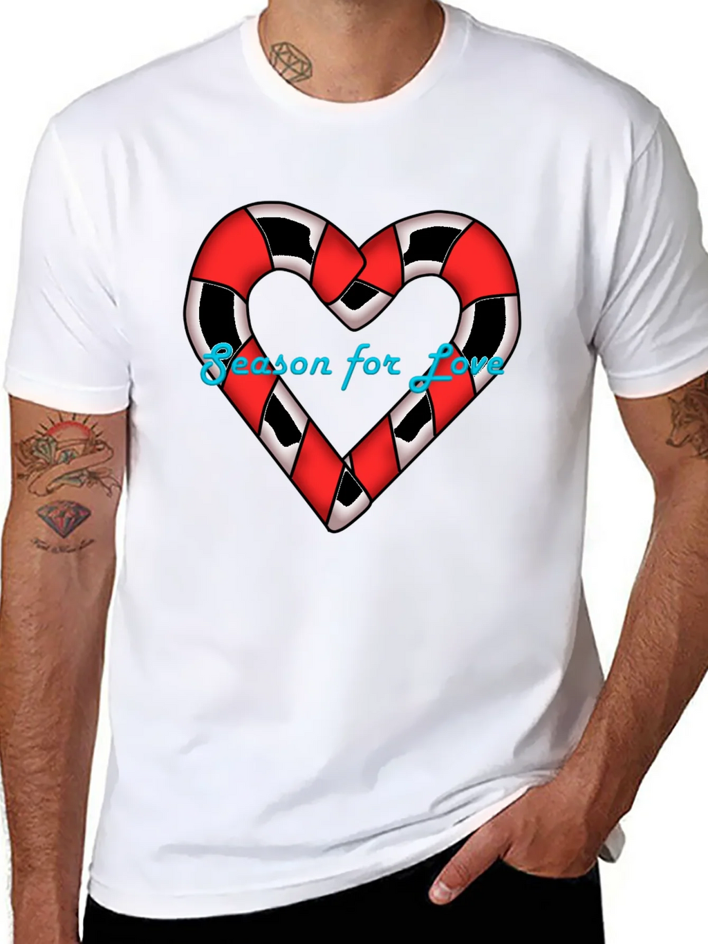 Season for Love T-Shirt Heart Candy Cane Graphic Tee product image 7