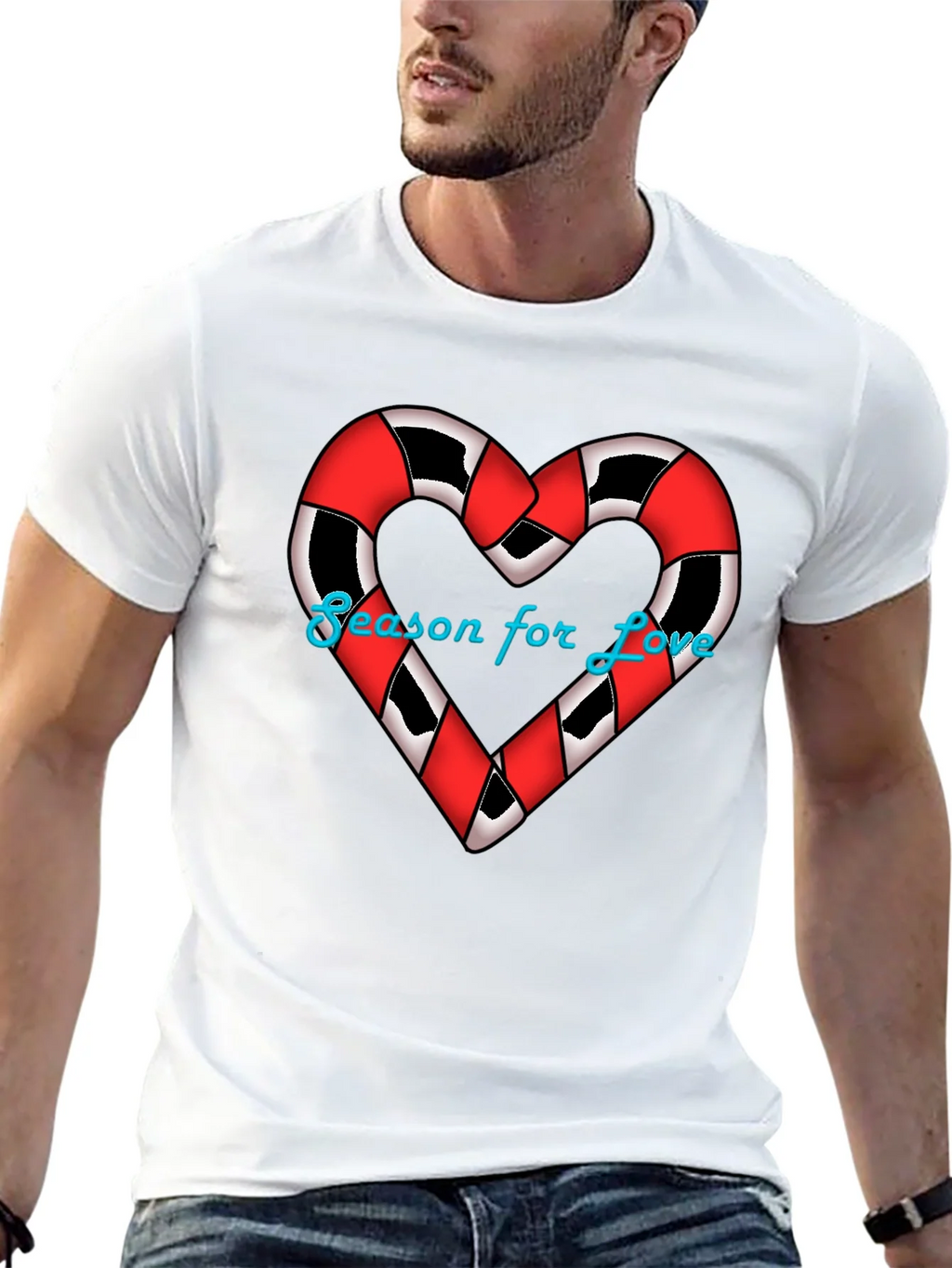 Season for Love T-Shirt Heart Candy Cane Graphic Tee product image 12