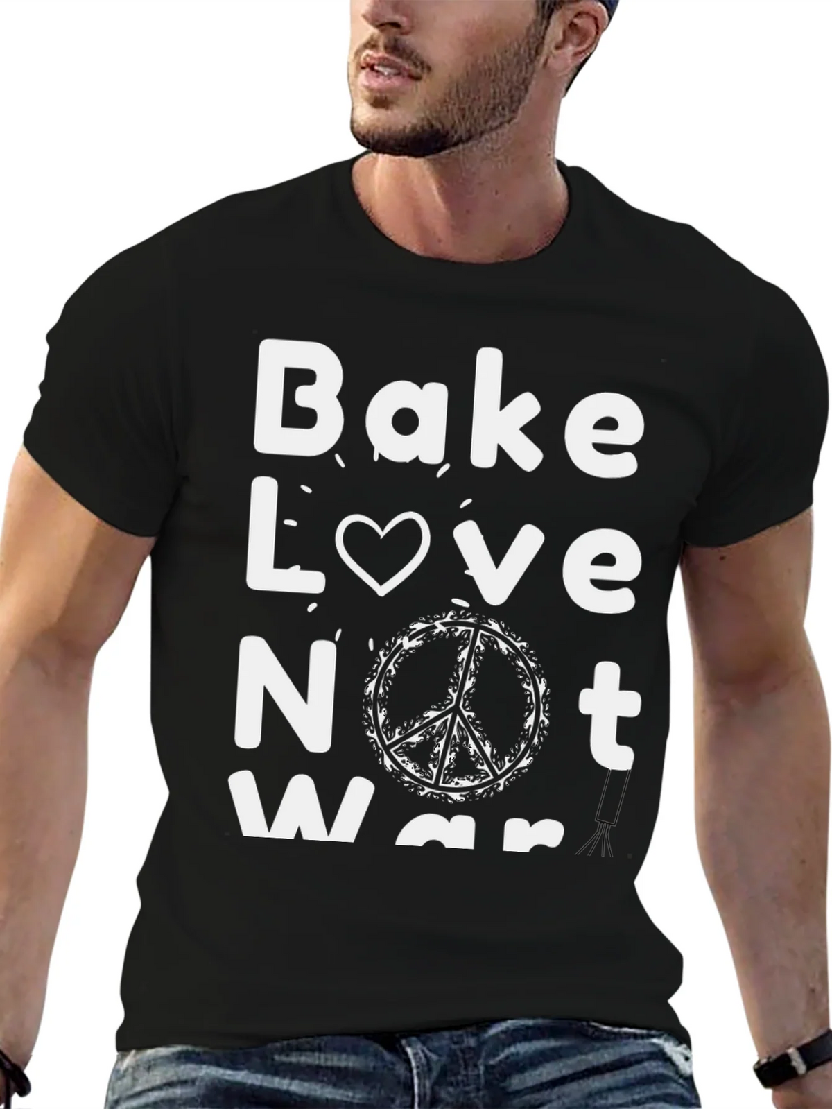Bake Love Not War Graphic Tee - Black product image 6