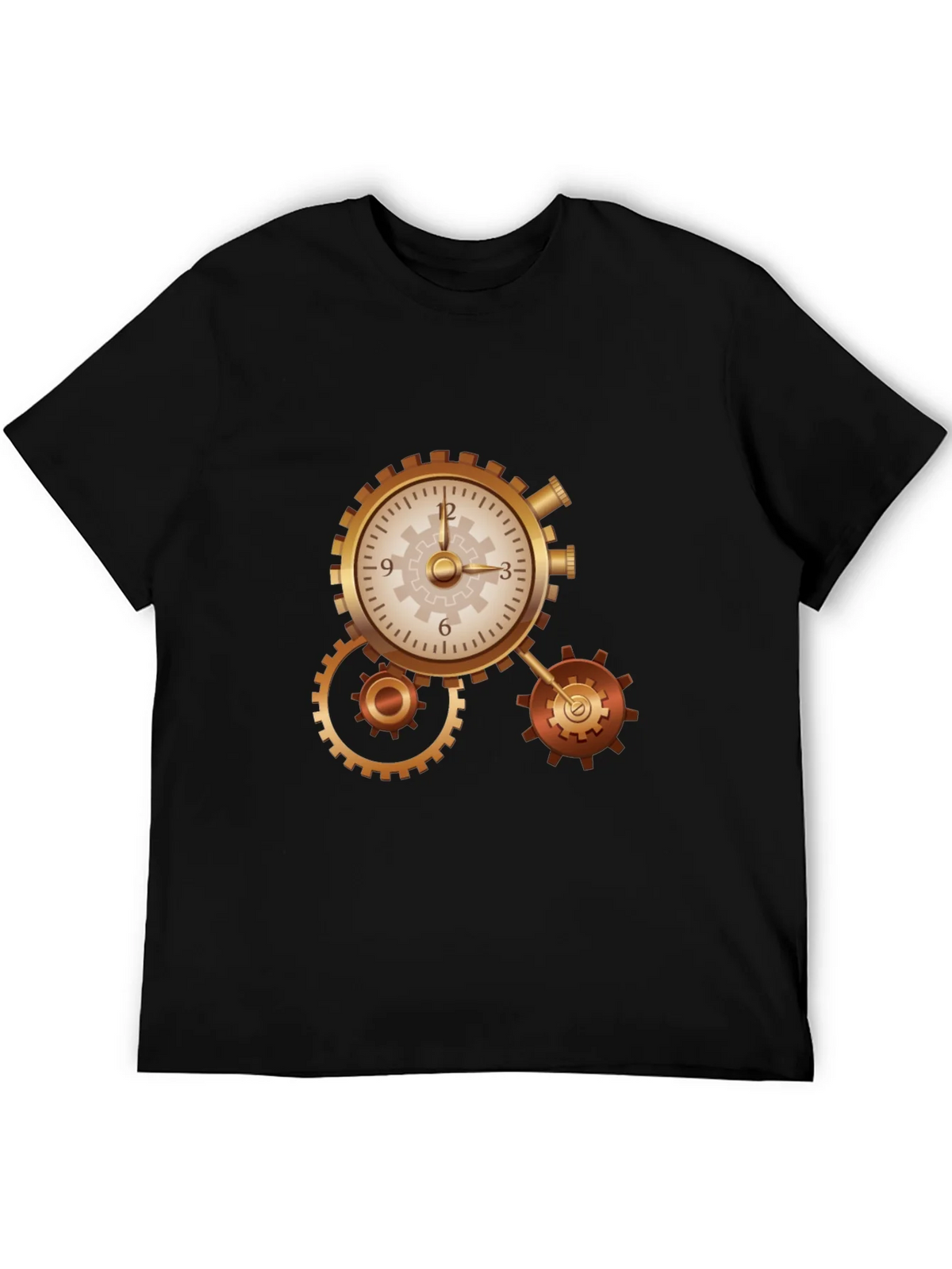 Steampunk Clockwork Gear Design Black T-Shirt product image 3