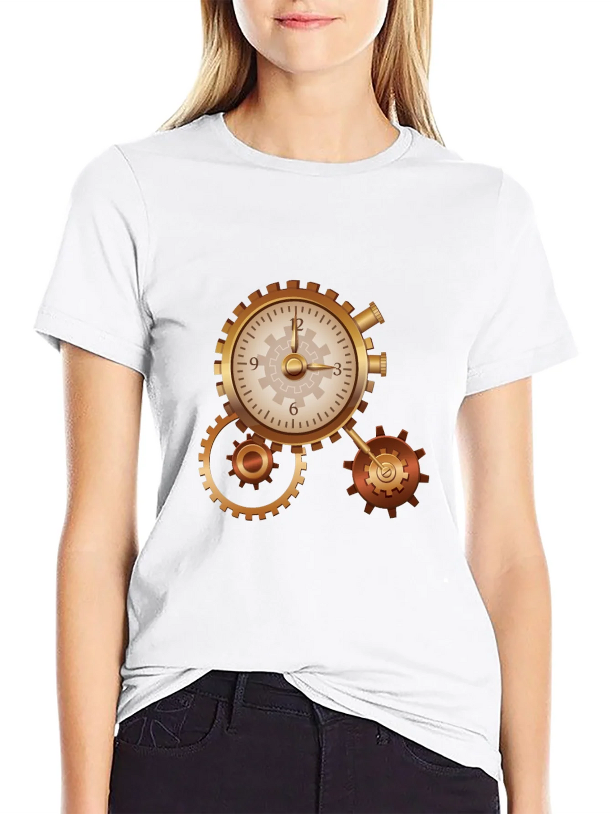 Steampunk Clockwork Gear Design Black T-Shirt product image 5