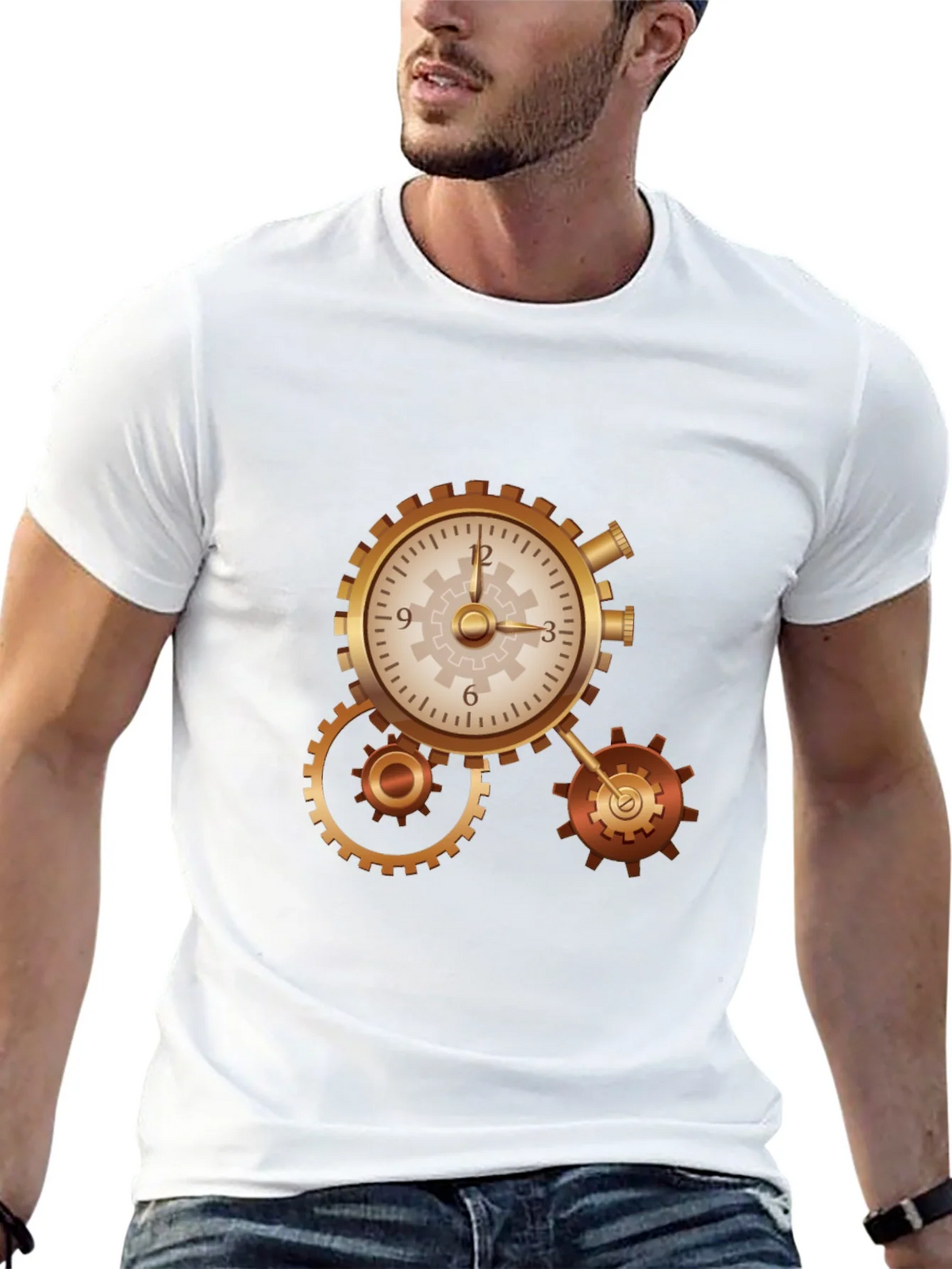 Steampunk Clockwork Gear Design Black T-Shirt product image 8