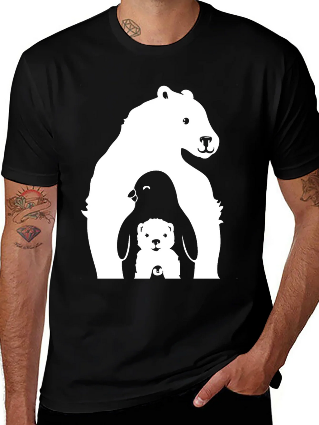 Bear Penguin Cub Graphic Tee - Black product image 1