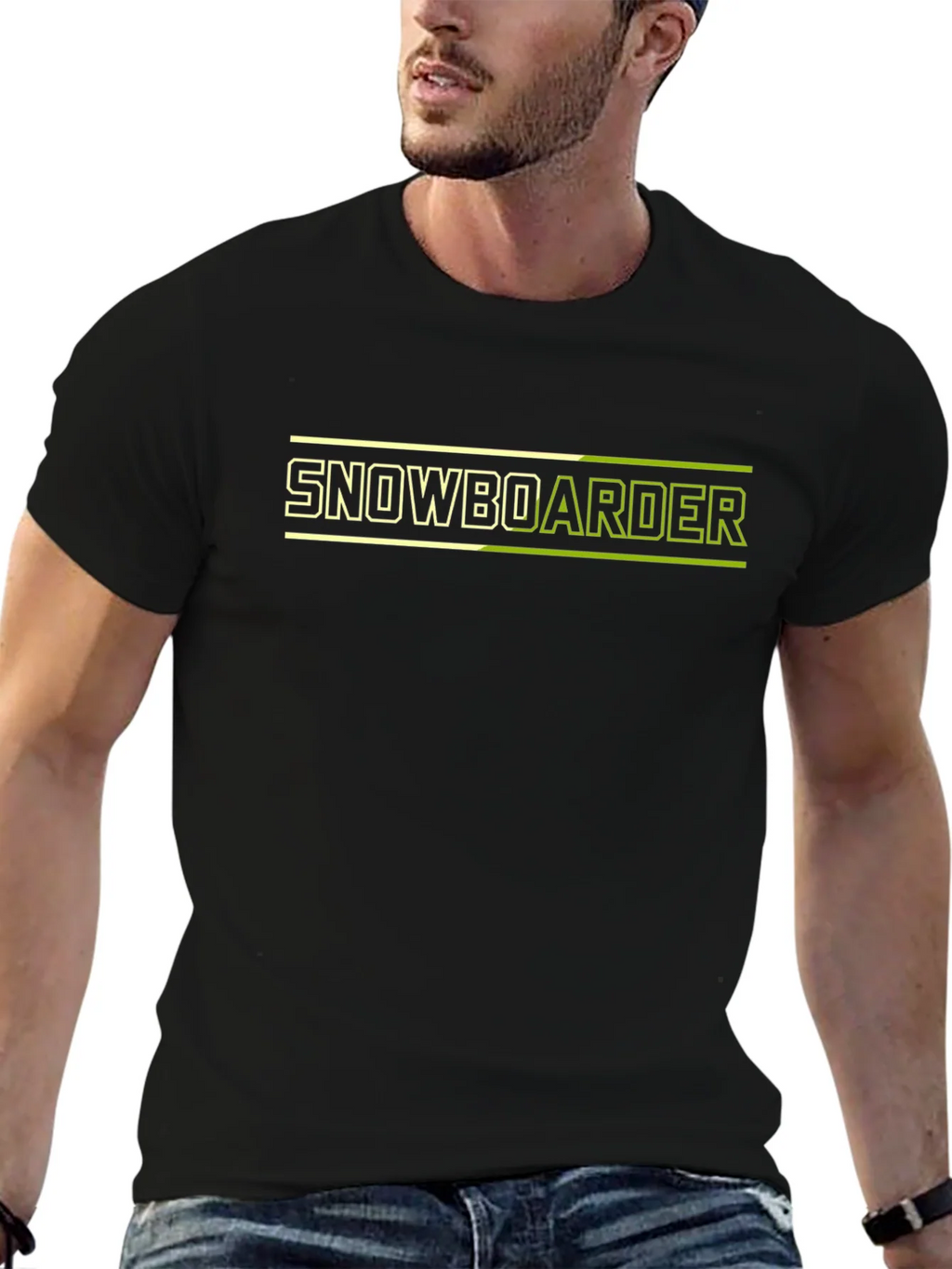 Snowboarder Graphic Tee - Black Cotton Blend T-Shirt product image 6