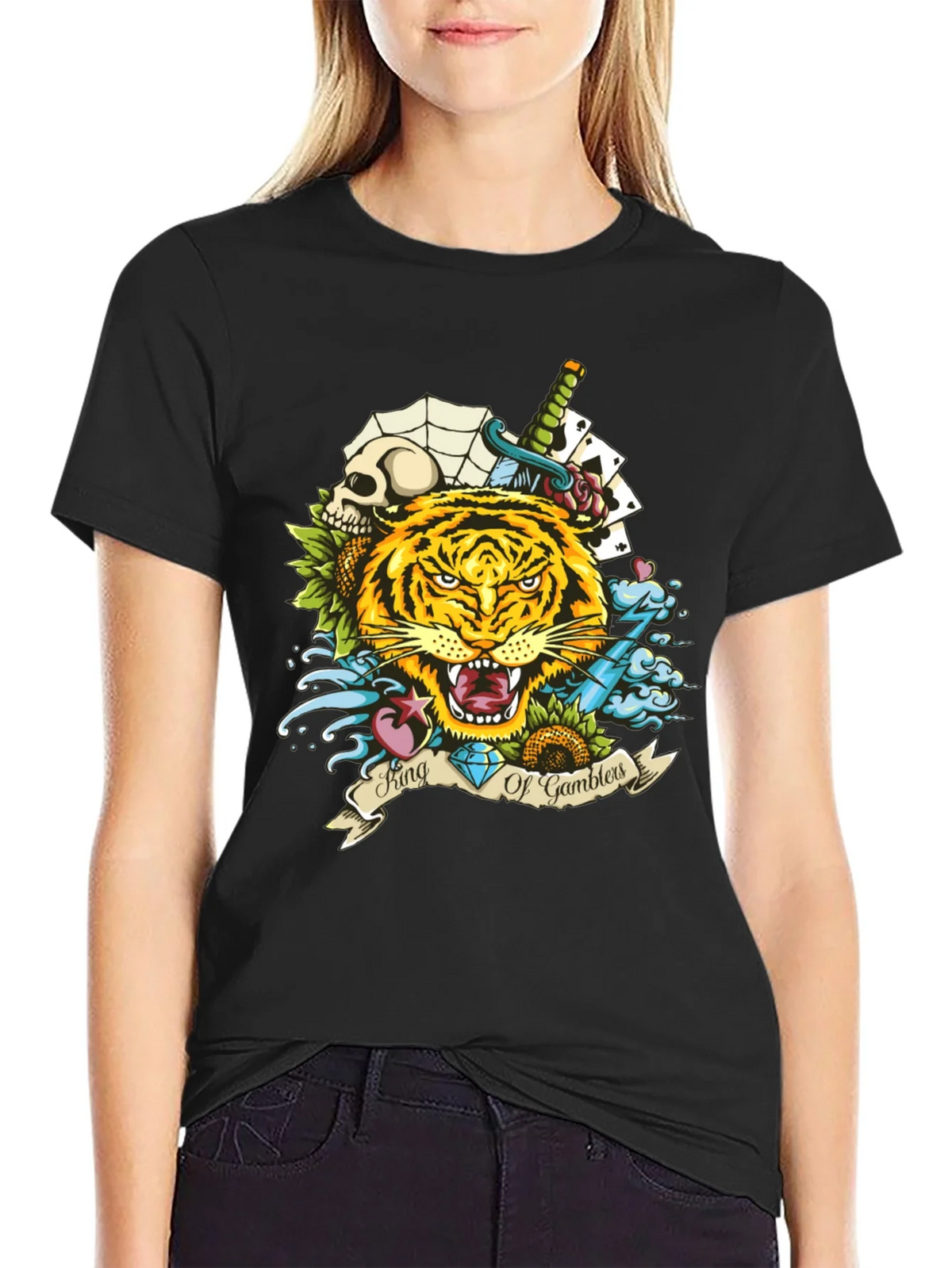 King of Gamblers Tiger Graphic Tee - Black product image 2