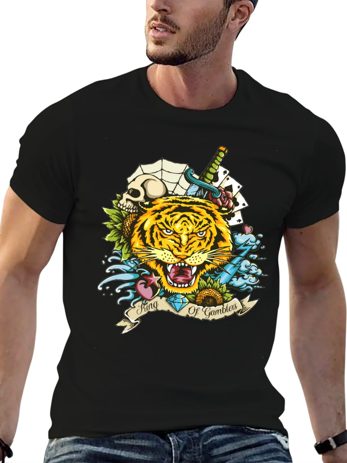 King of Gamblers Tiger Graphic Tee - Black product image 6