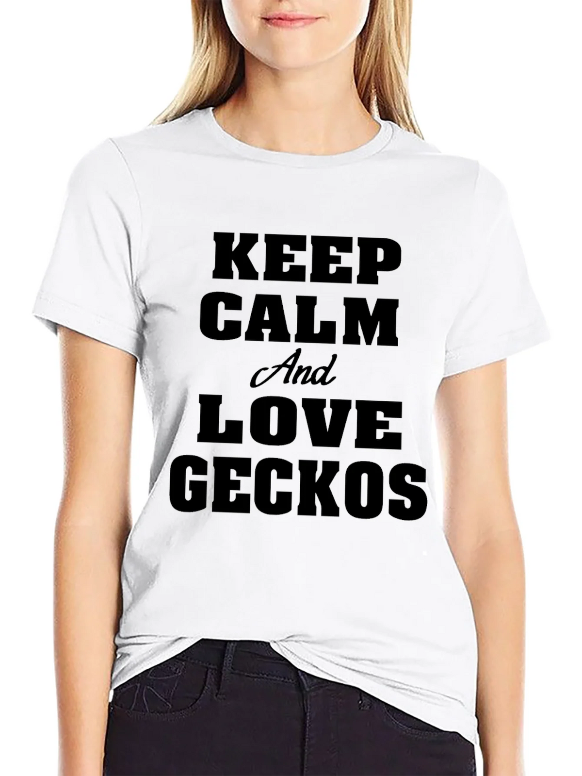 Keep Calm and Love Geckos Black T-Shirt product image 5
