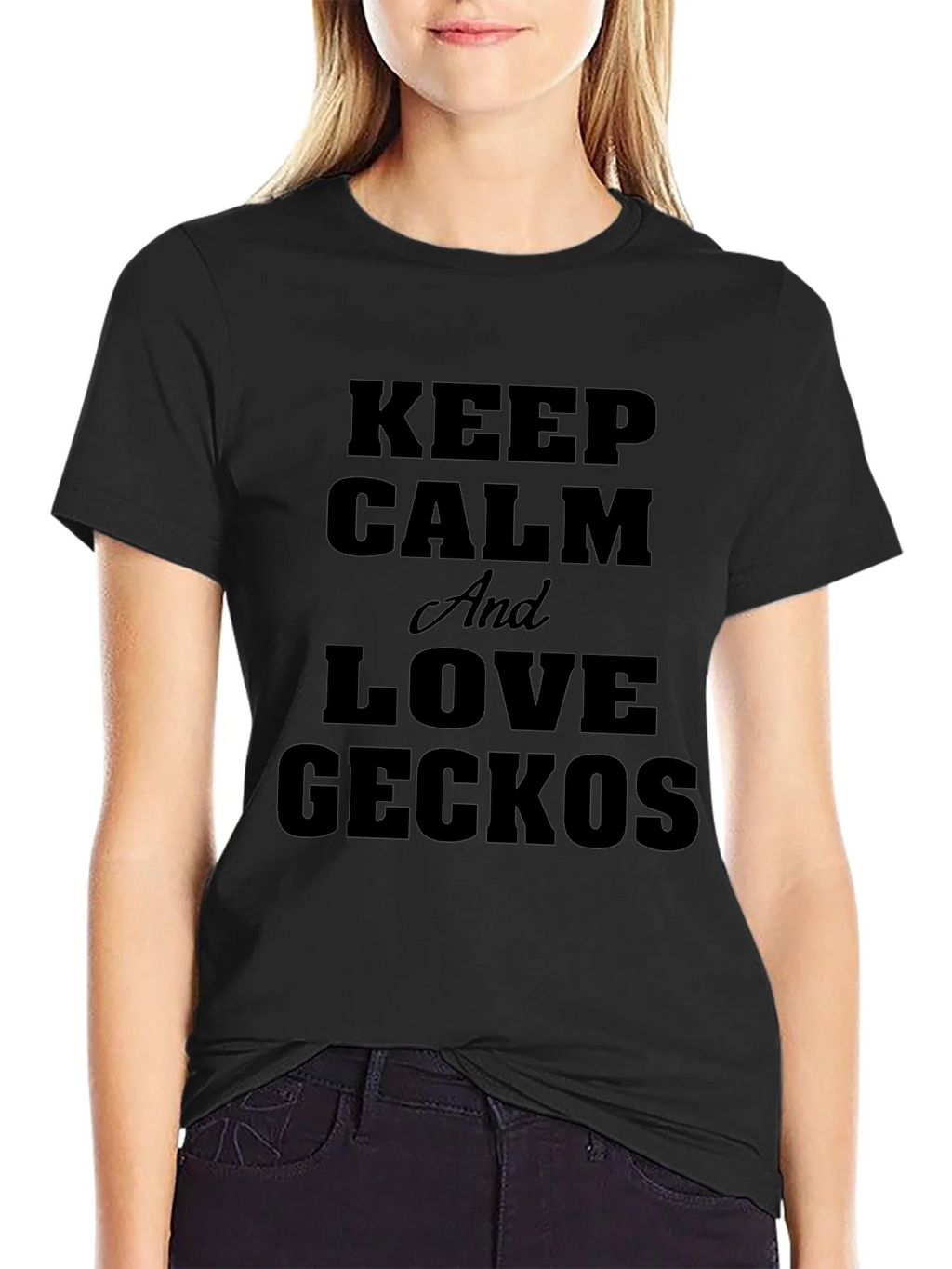 Keep Calm and Love Geckos Black T-Shirt product image 2