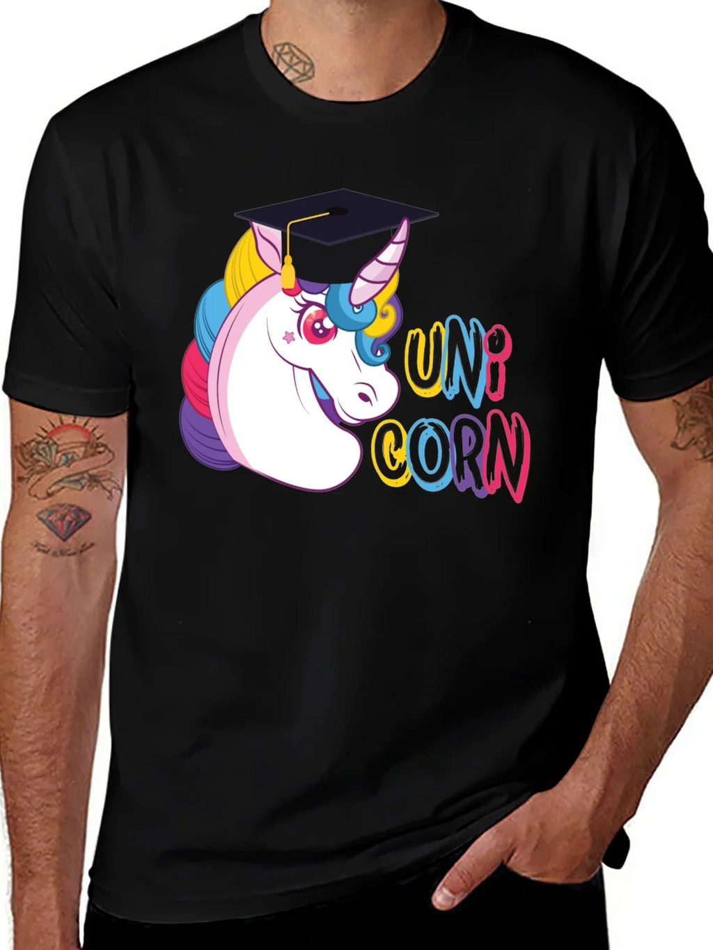 Graduation Unicorn T-Shirt - Black product image 1