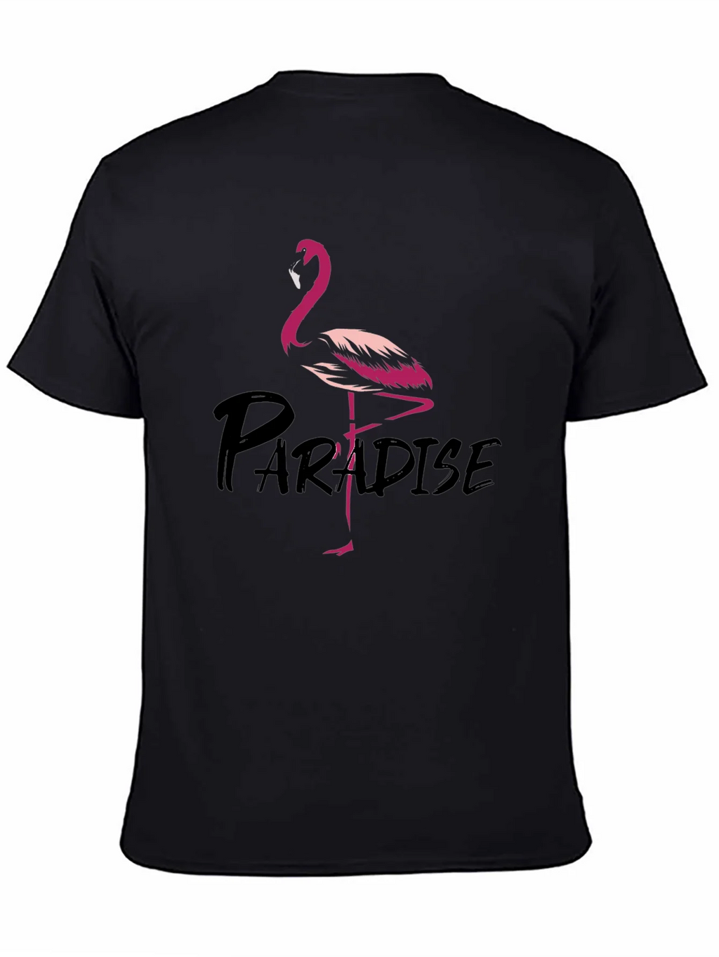 Flamingo Paradise Graphic Tee - Black Cotton T-Shirt product image 4