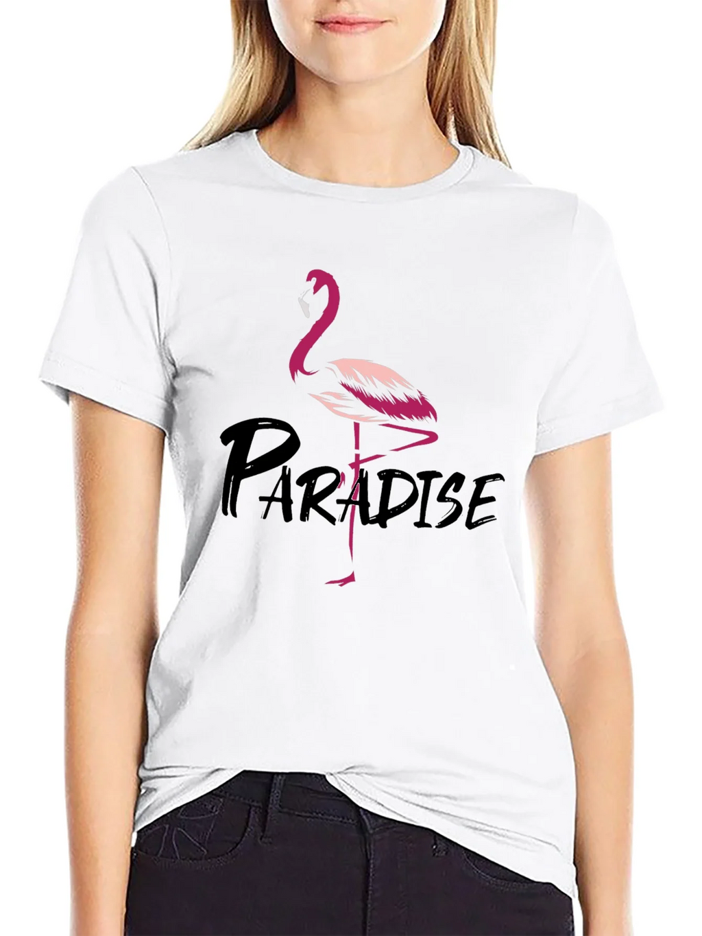 Flamingo Paradise Graphic Tee - Black Cotton T-Shirt product image 8