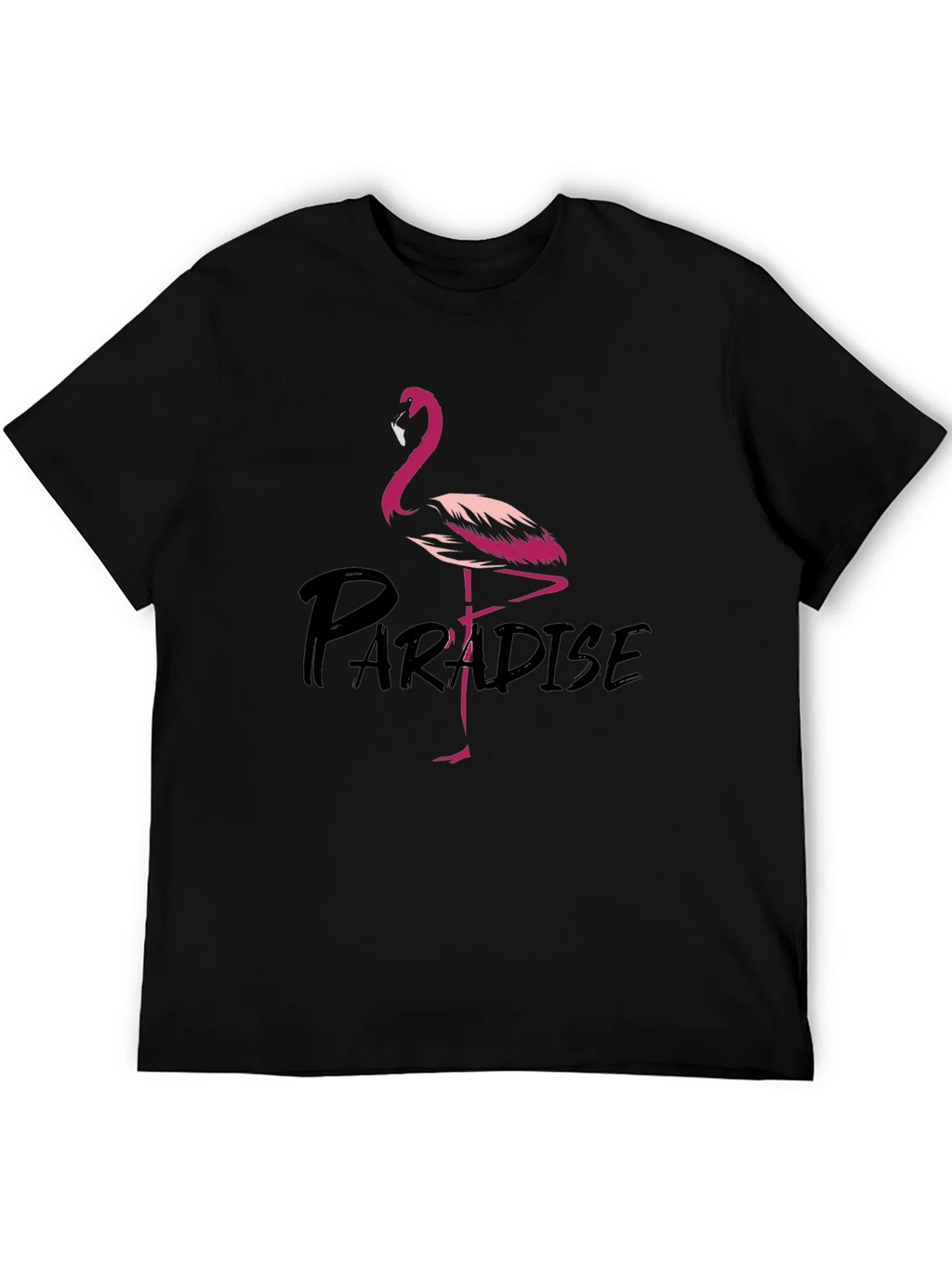 Flamingo Paradise Graphic Tee - Black Cotton T-Shirt product image 5