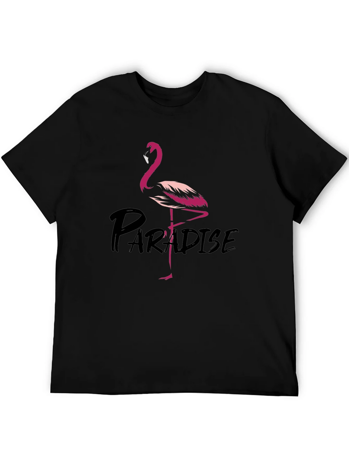 Flamingo Paradise Graphic Tee - Black Cotton T-Shirt product image 5