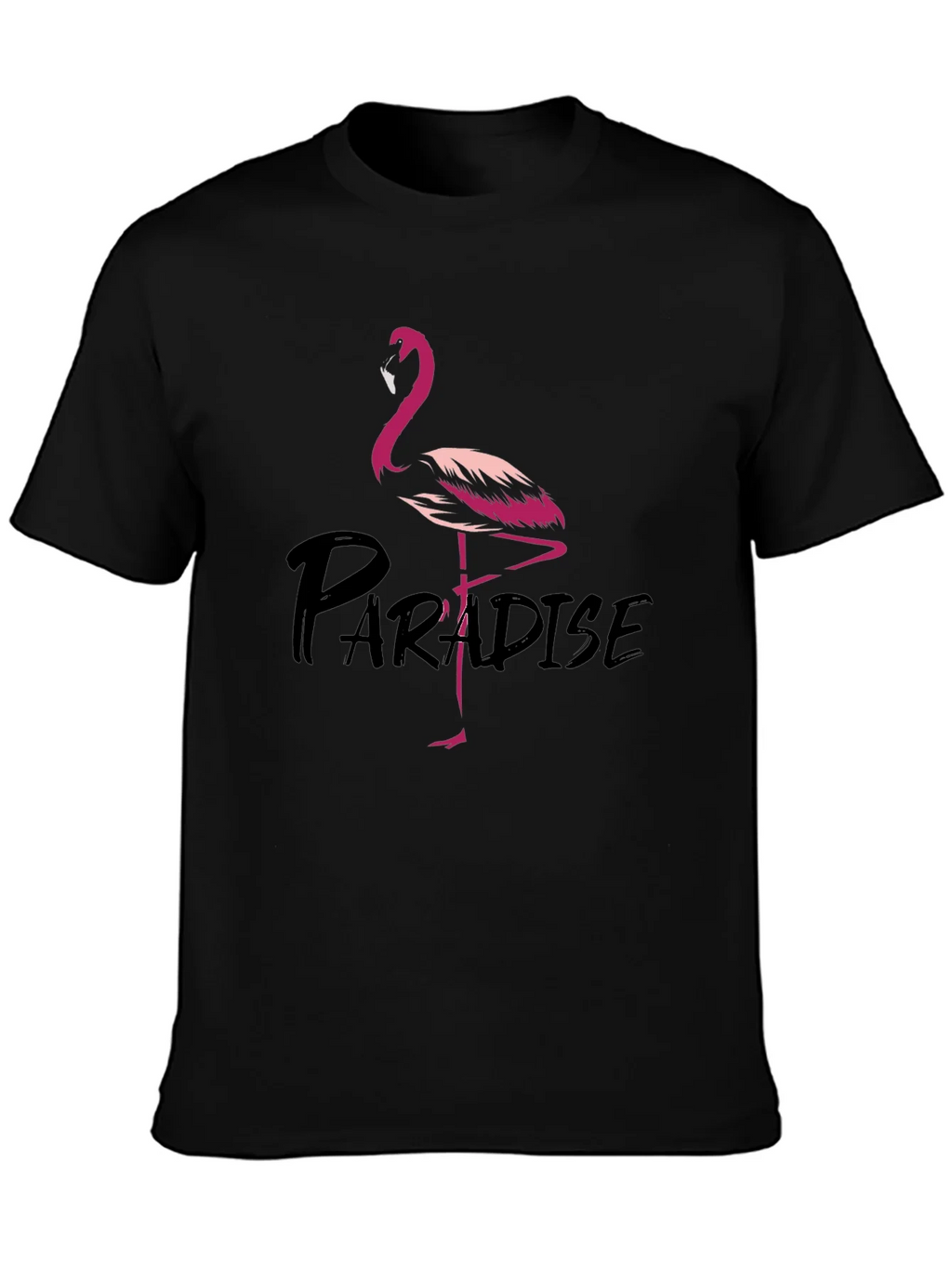 Flamingo Paradise Graphic Tee - Black Cotton T-Shirt product image 3