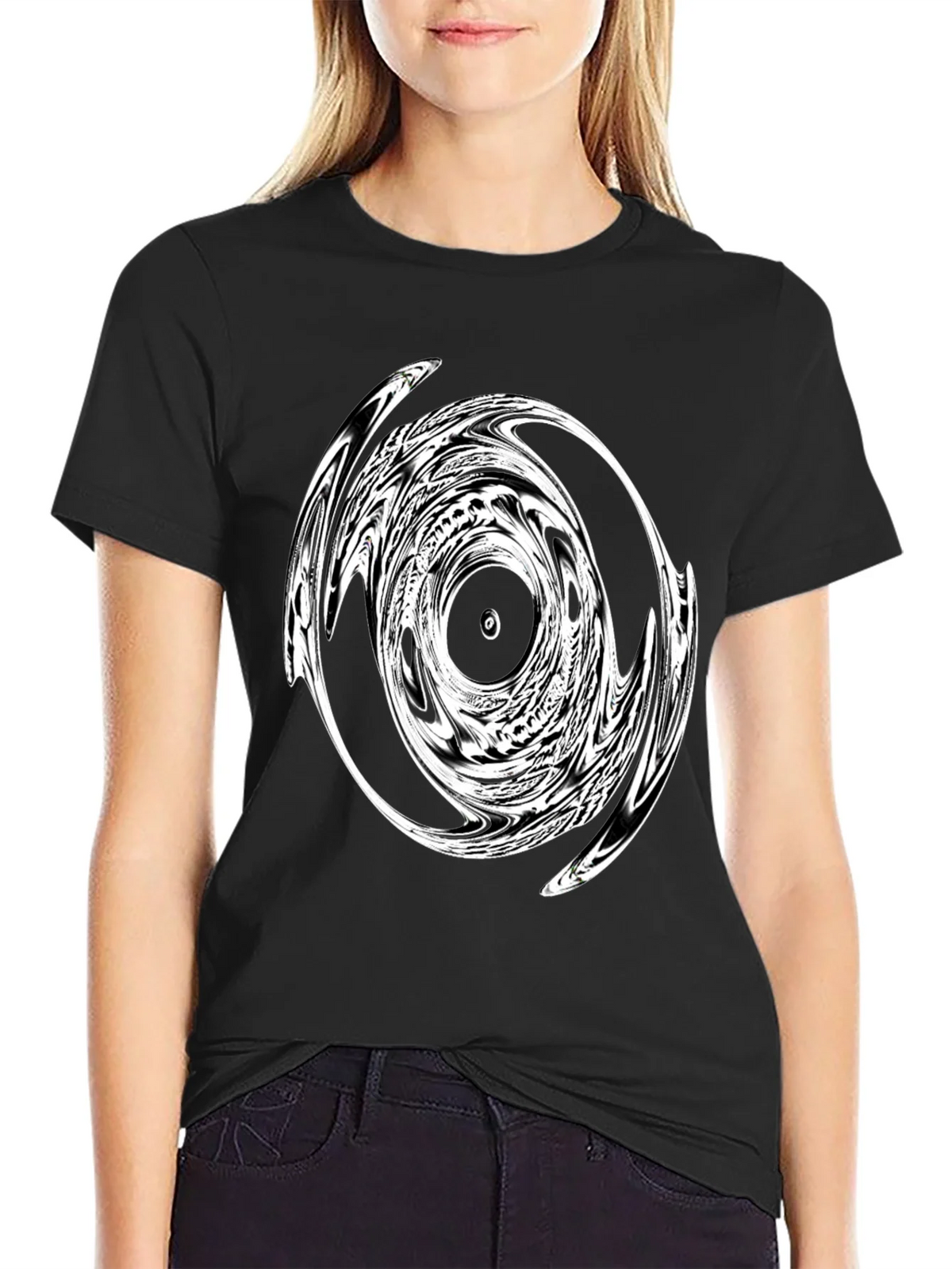 Abstract Circle Graphic Tee - Modern Black T-Shirt product image 1
