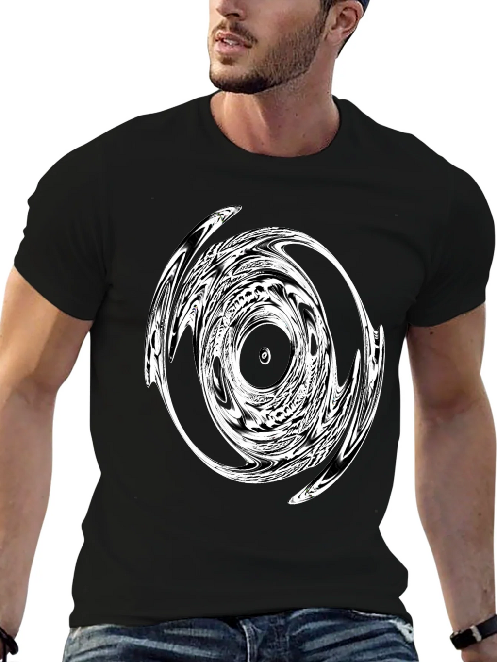 Abstract Circle Graphic Tee - Modern Black T-Shirt product image 4