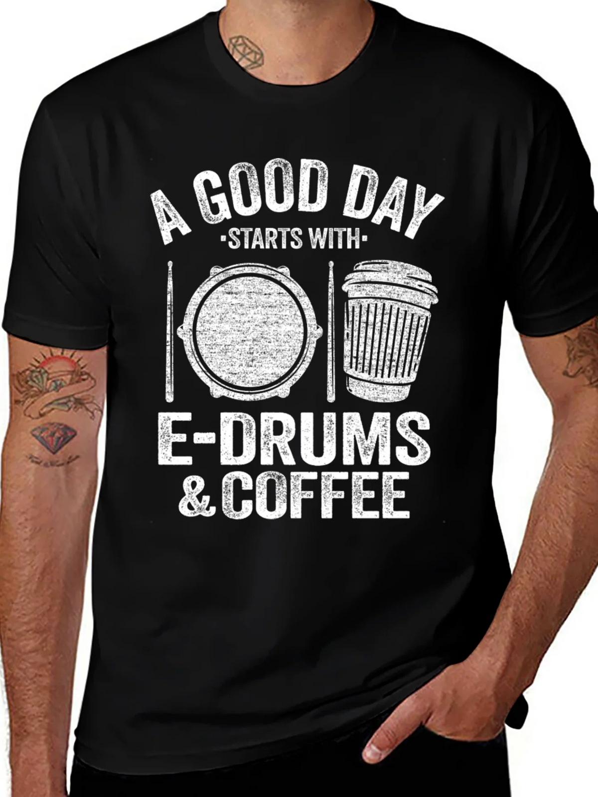 A Good Day Starts With E-Drums & Coffee T-Shirt product image 1