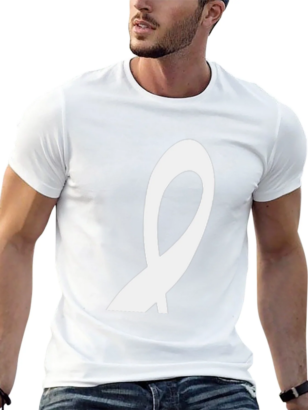 Mens Black T-Shirt with Abstract White Graphic product image 3