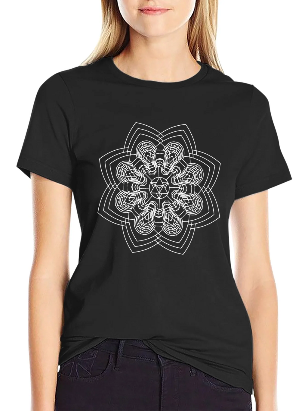 Geometric Mandala Graphic T-Shirt - Black product image 2