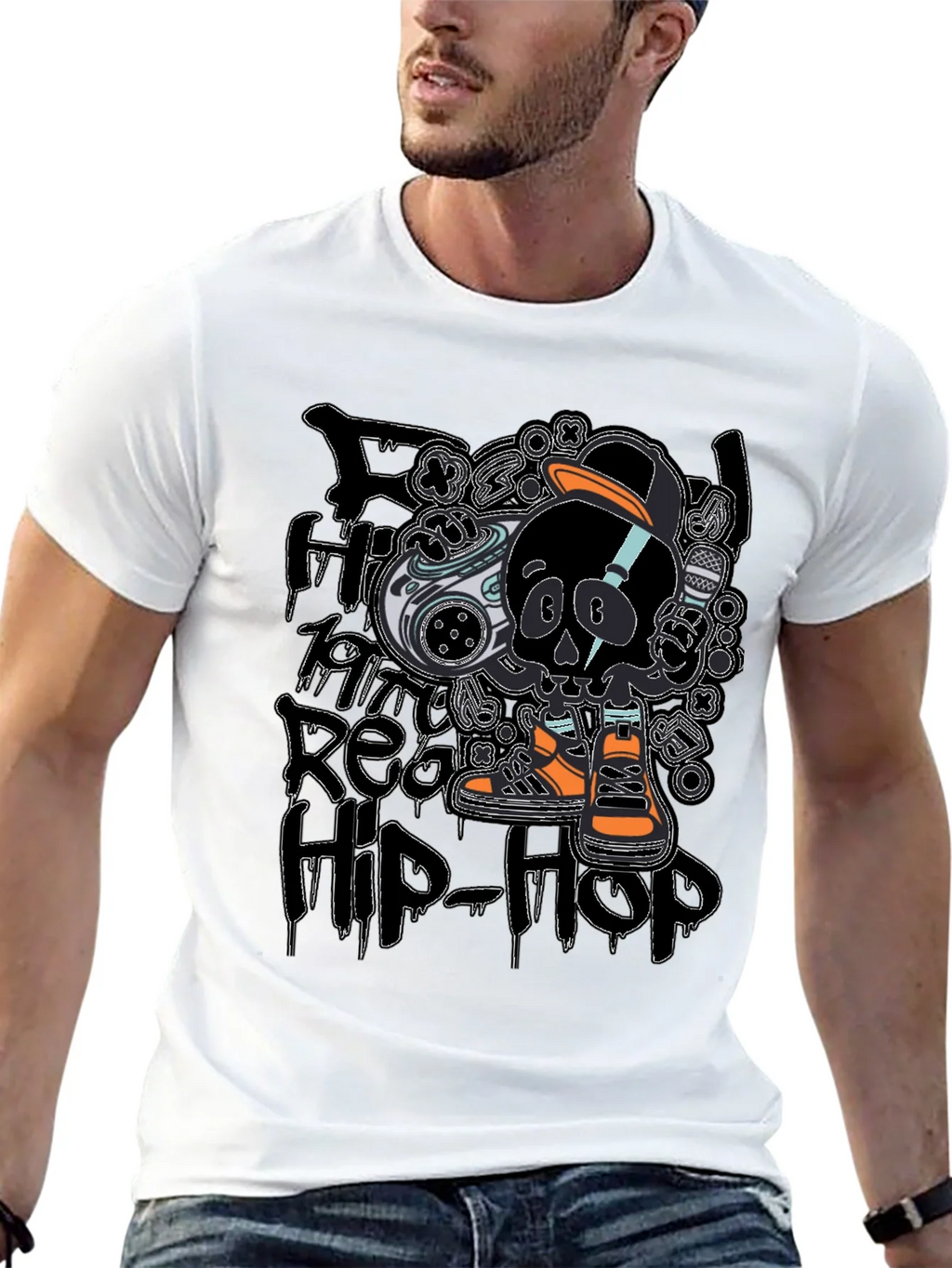Hip-Hop Skull T-Shirt - Black product image 7