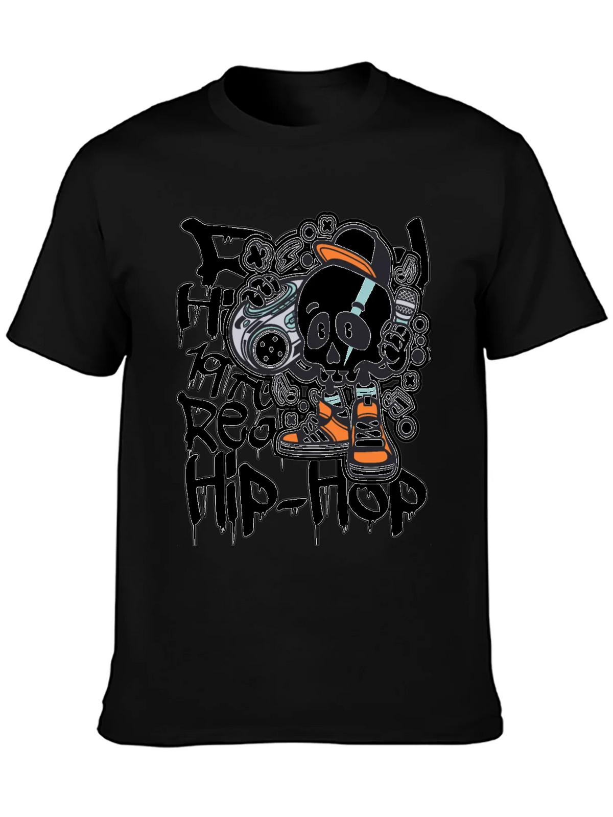 Hip-Hop Skull T-Shirt - Black product image 3