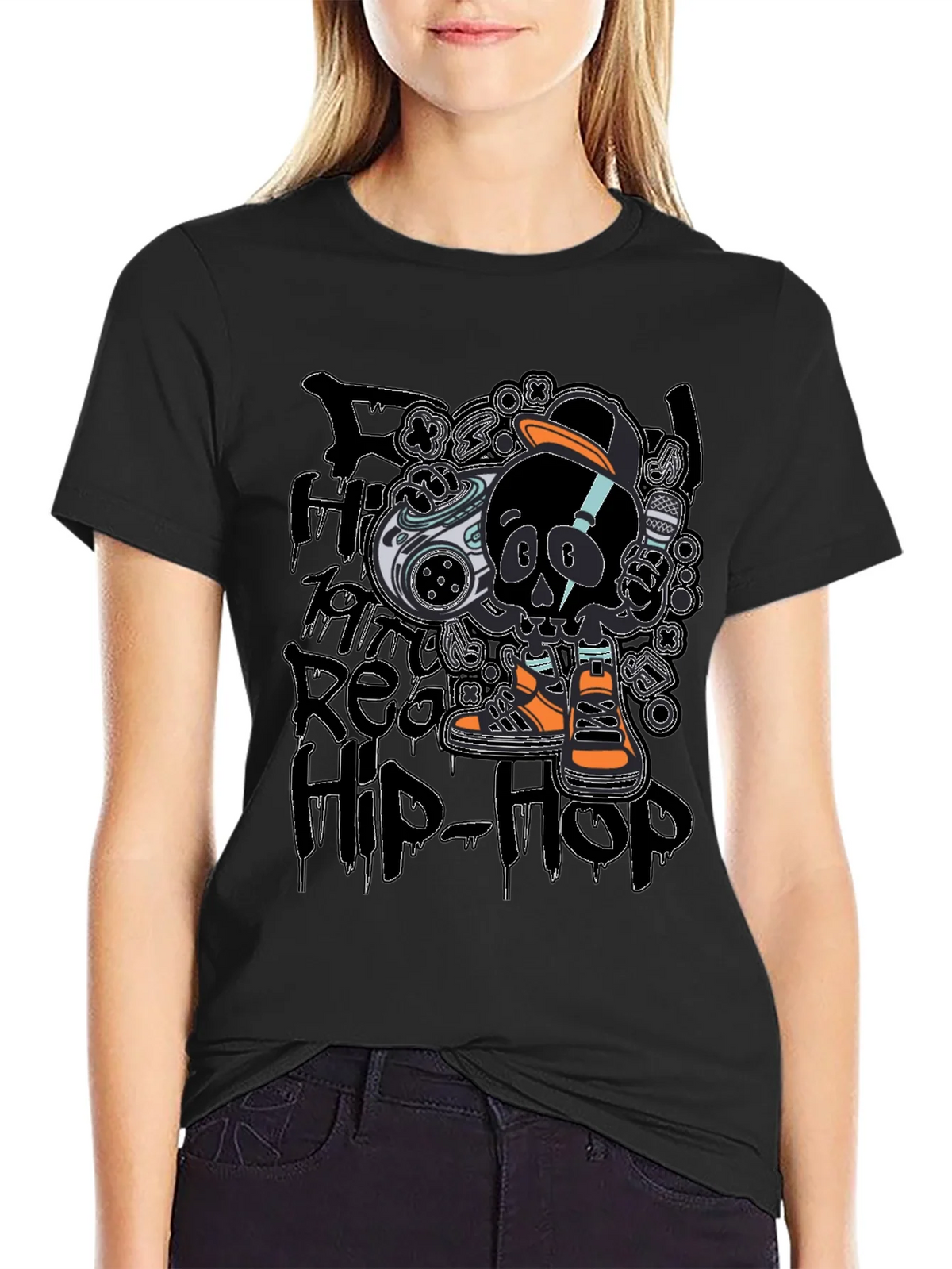 Hip-Hop Skull T-Shirt - Black product image 2