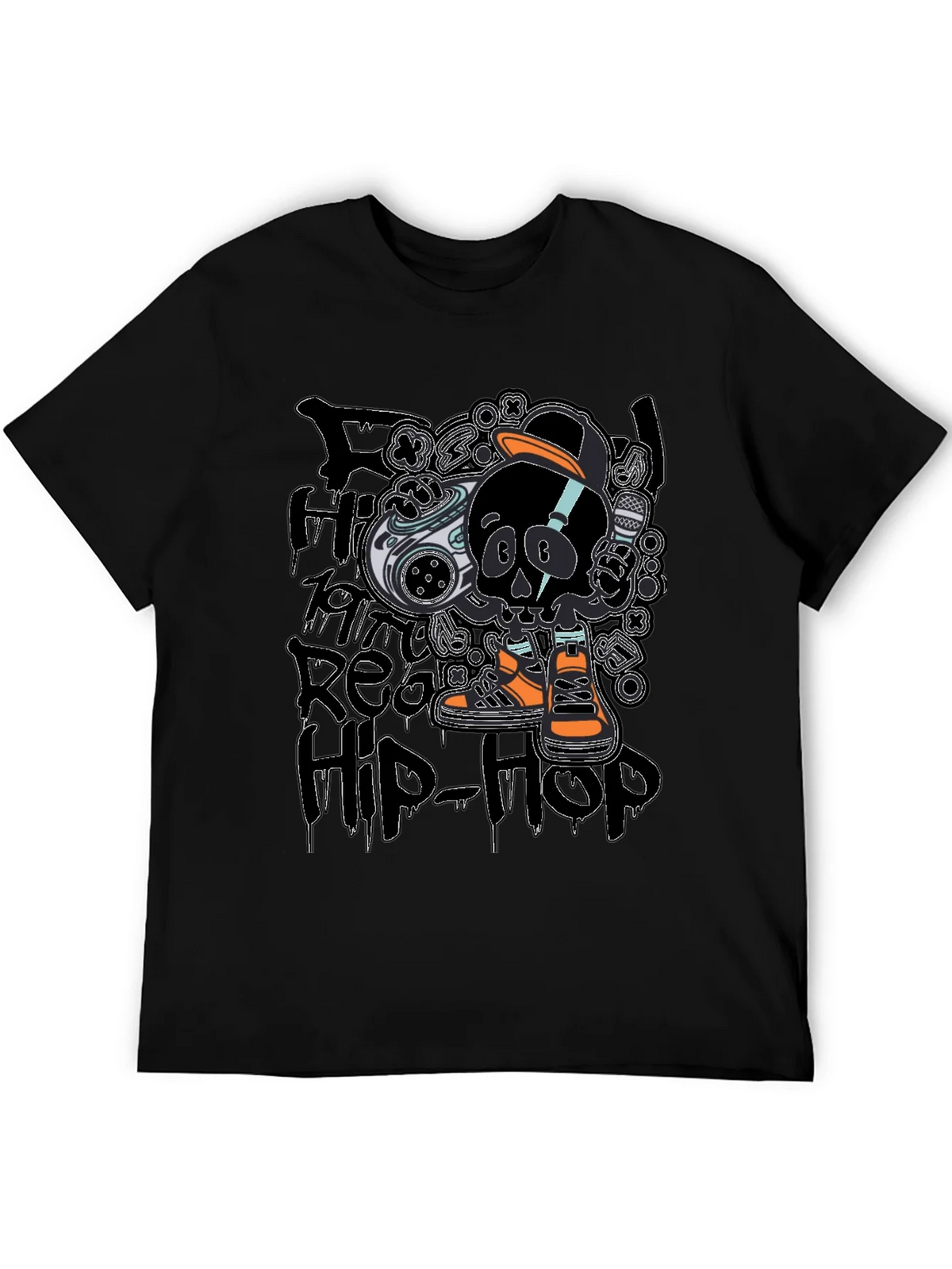 Hip-Hop Skull T-Shirt - Black product image 4