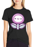 Cute Flower Graphic Print Black T-Shirt product image 1