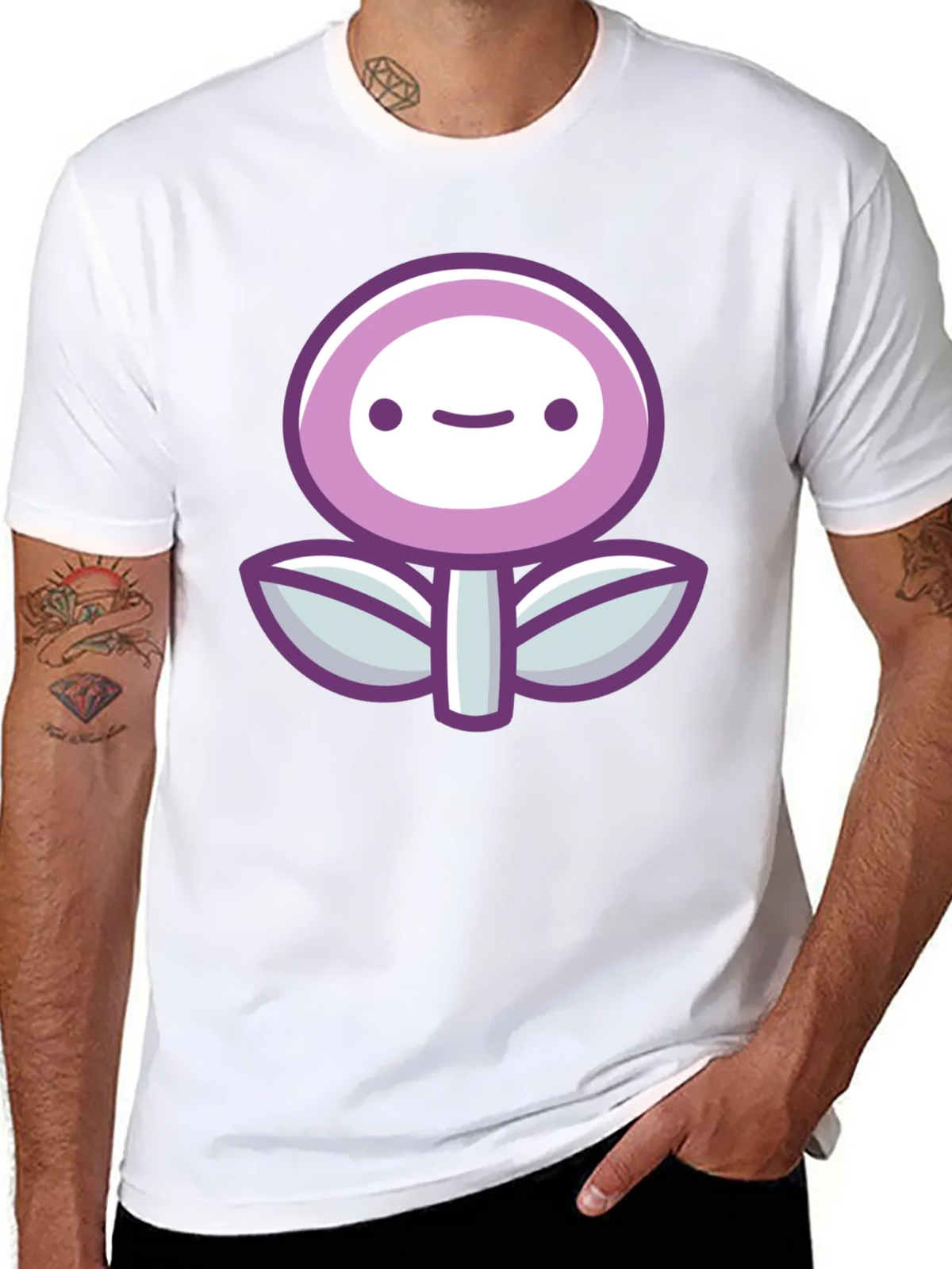 Cute Flower Graphic Print Black T-Shirt product image 4