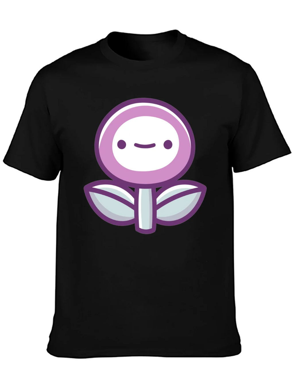 Cute Flower Graphic Print Black T-Shirt product image 2