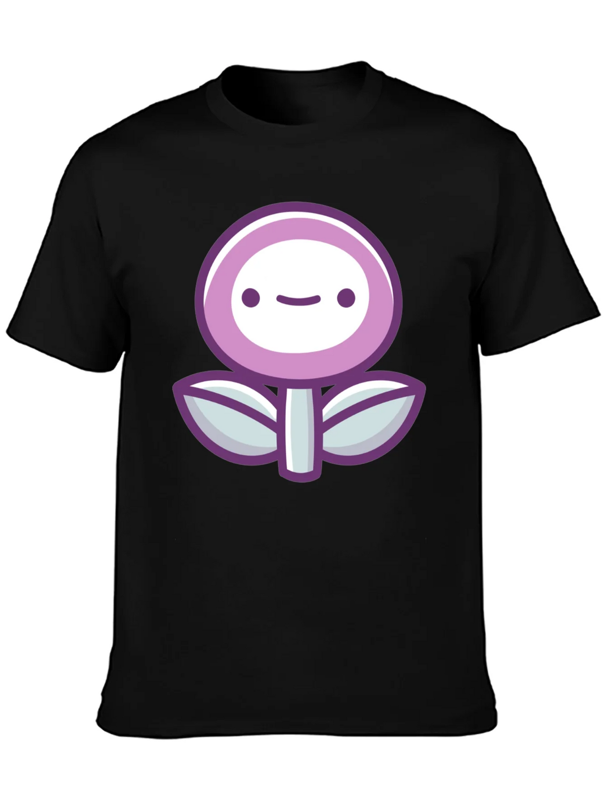 Cute Flower Graphic Print Black T-Shirt product image 2