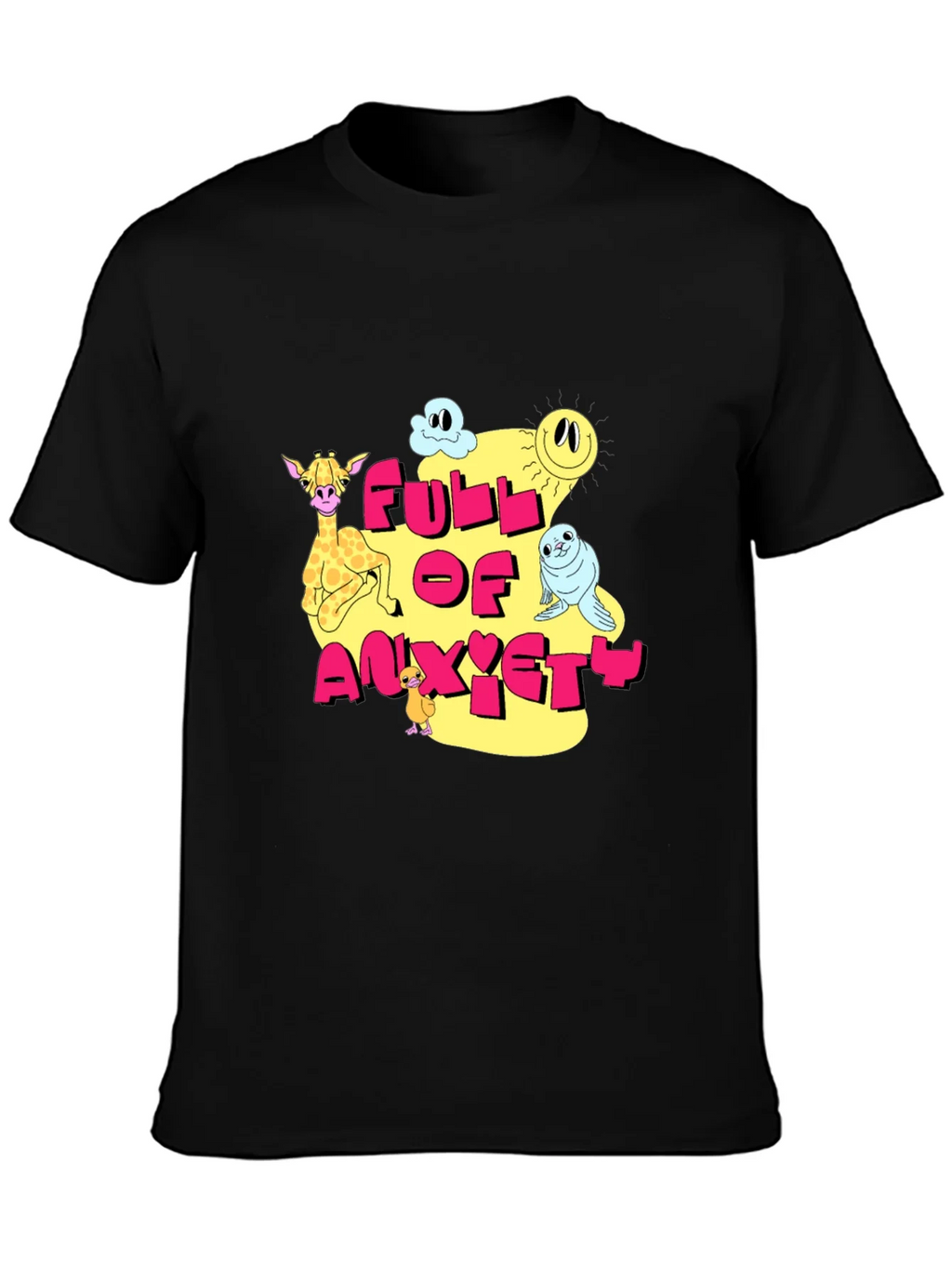 Full of Anxiety Cartoon Graphic Black Tee product image 3
