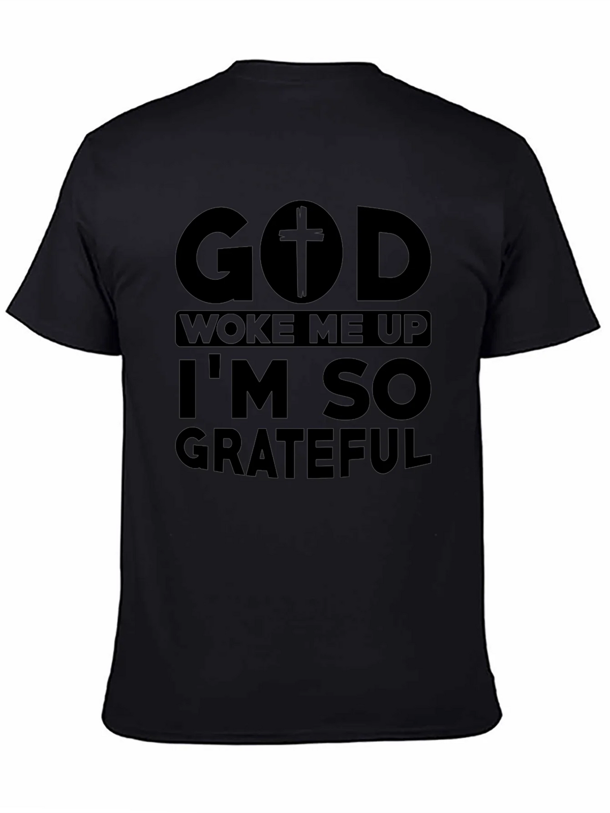 God Woke Me Up Grateful Black Tee product image 4